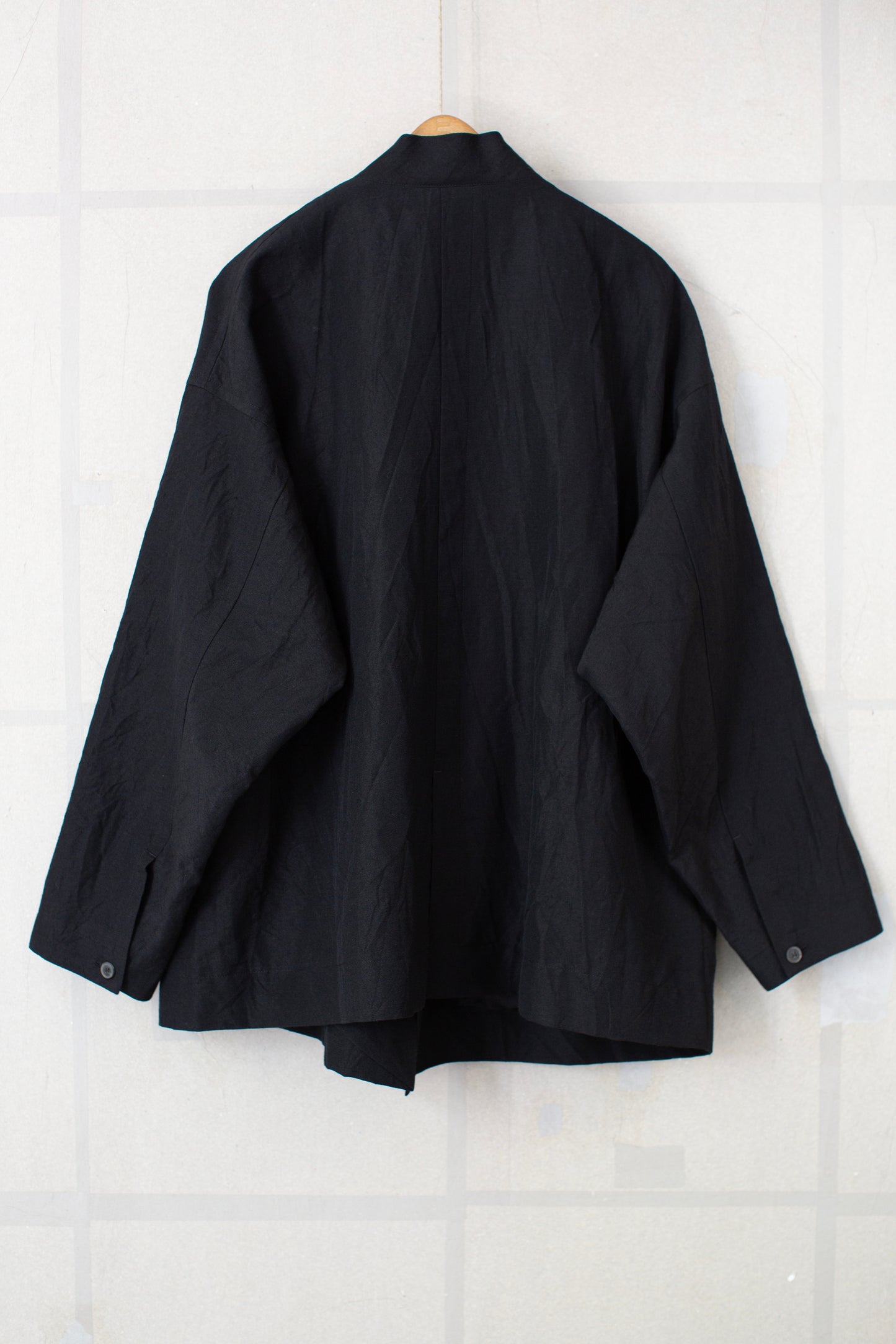 JACKET#66 - BLACK LINEN WOOL TWILL