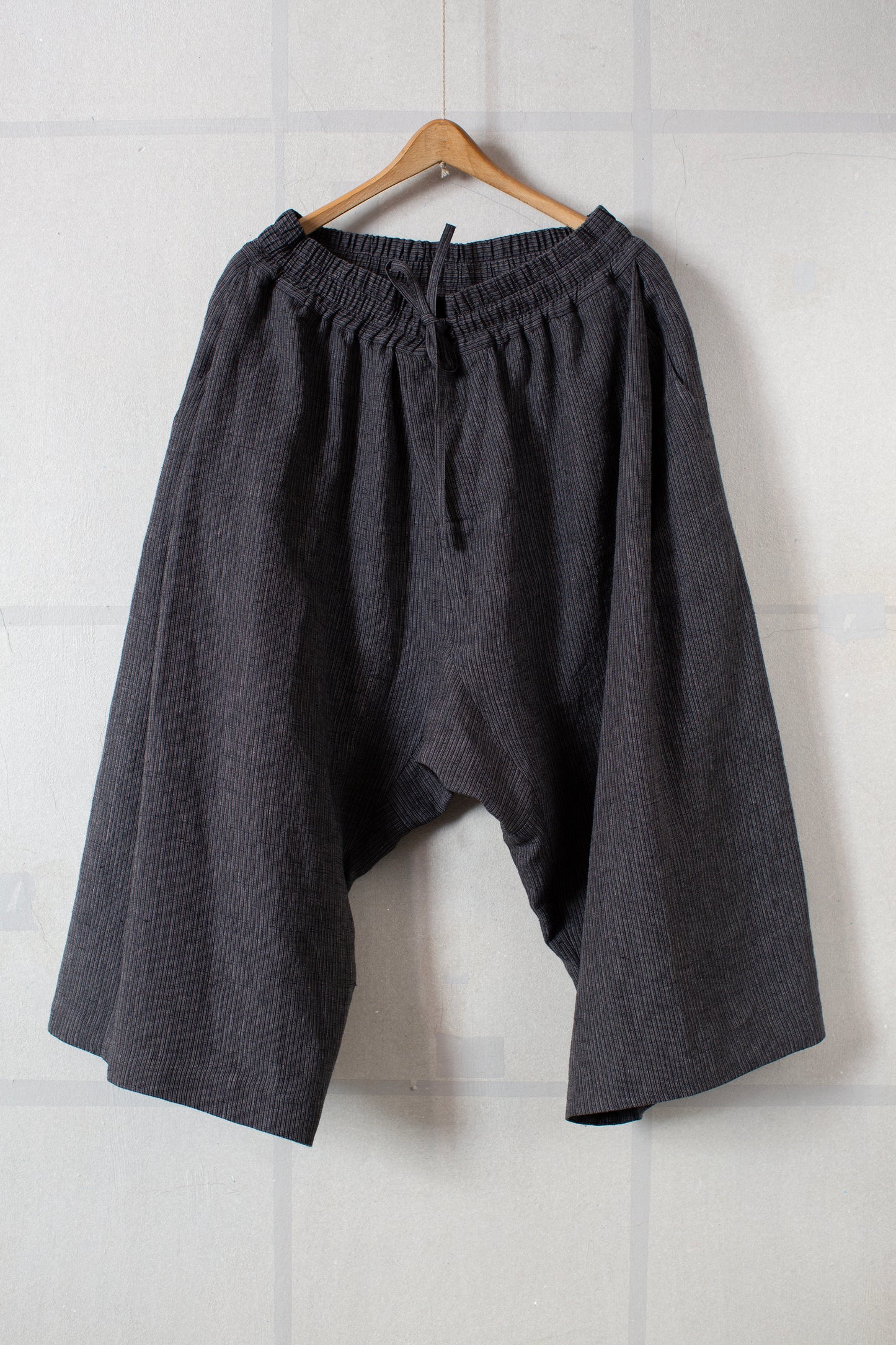SHORTS#11 - HEMP CLOTH DARK GREY STRIPED