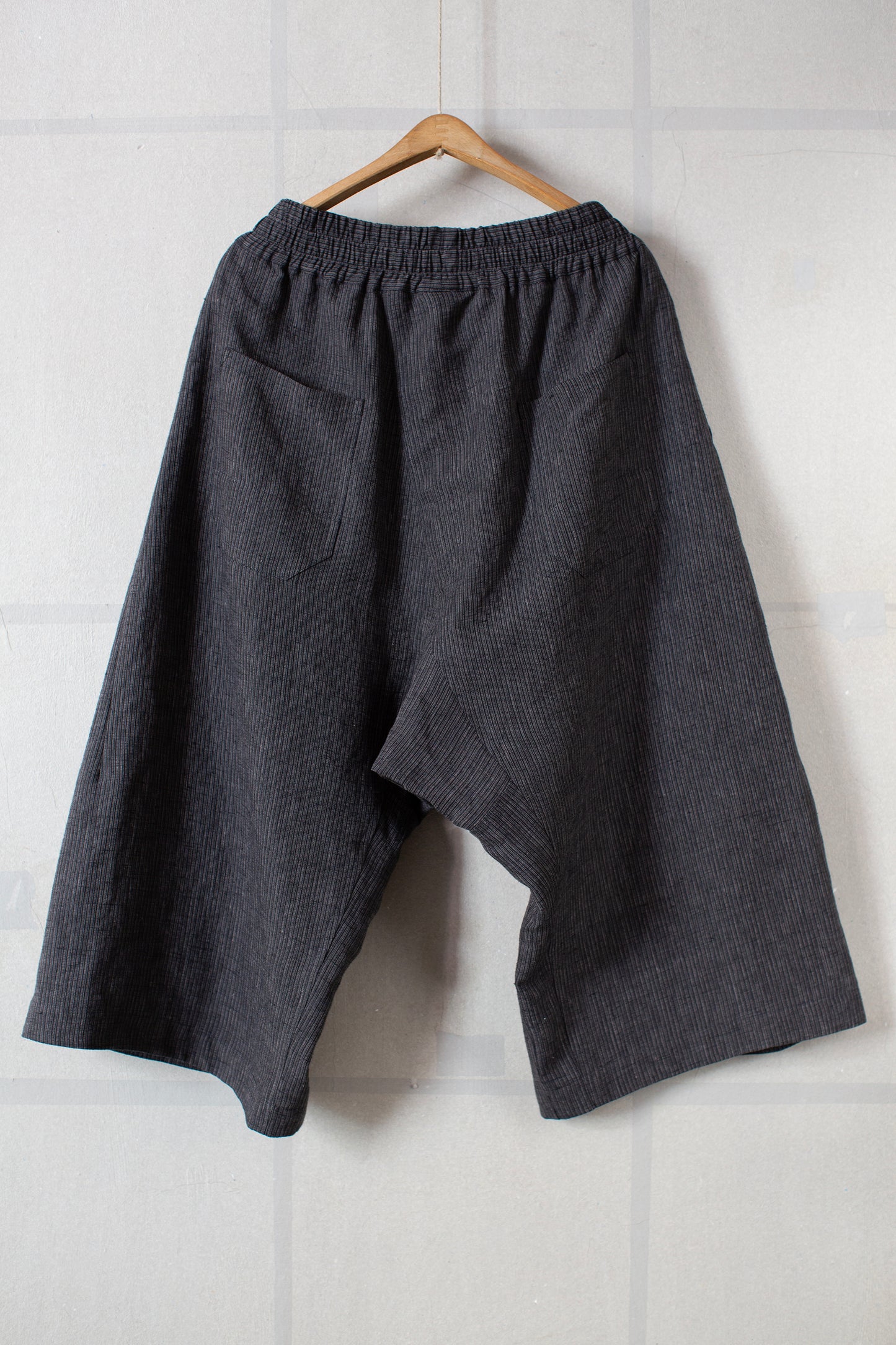 SHORTS#11 - HEMP CLOTH DARK GREY STRIPED