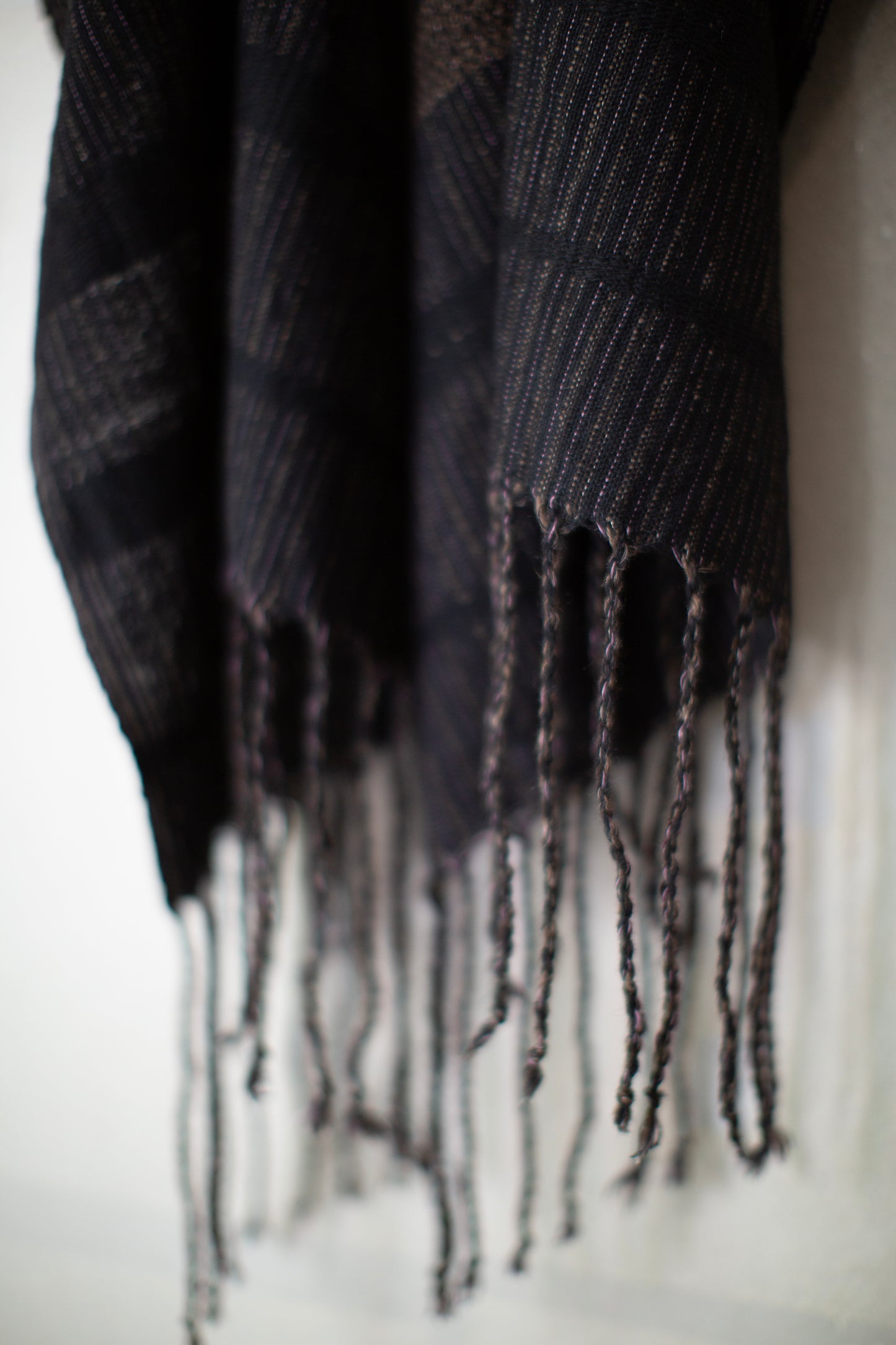 HOODED SCARF#1 - TEXTURED STRIPE HANDWOVEN