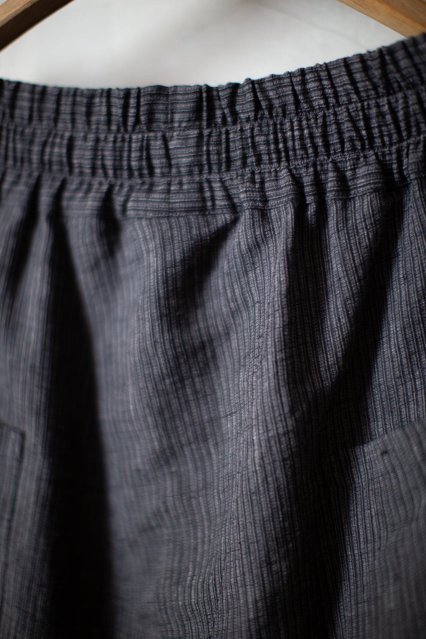 SHORTS#11 - HEMP CLOTH DARK GREY STRIPED