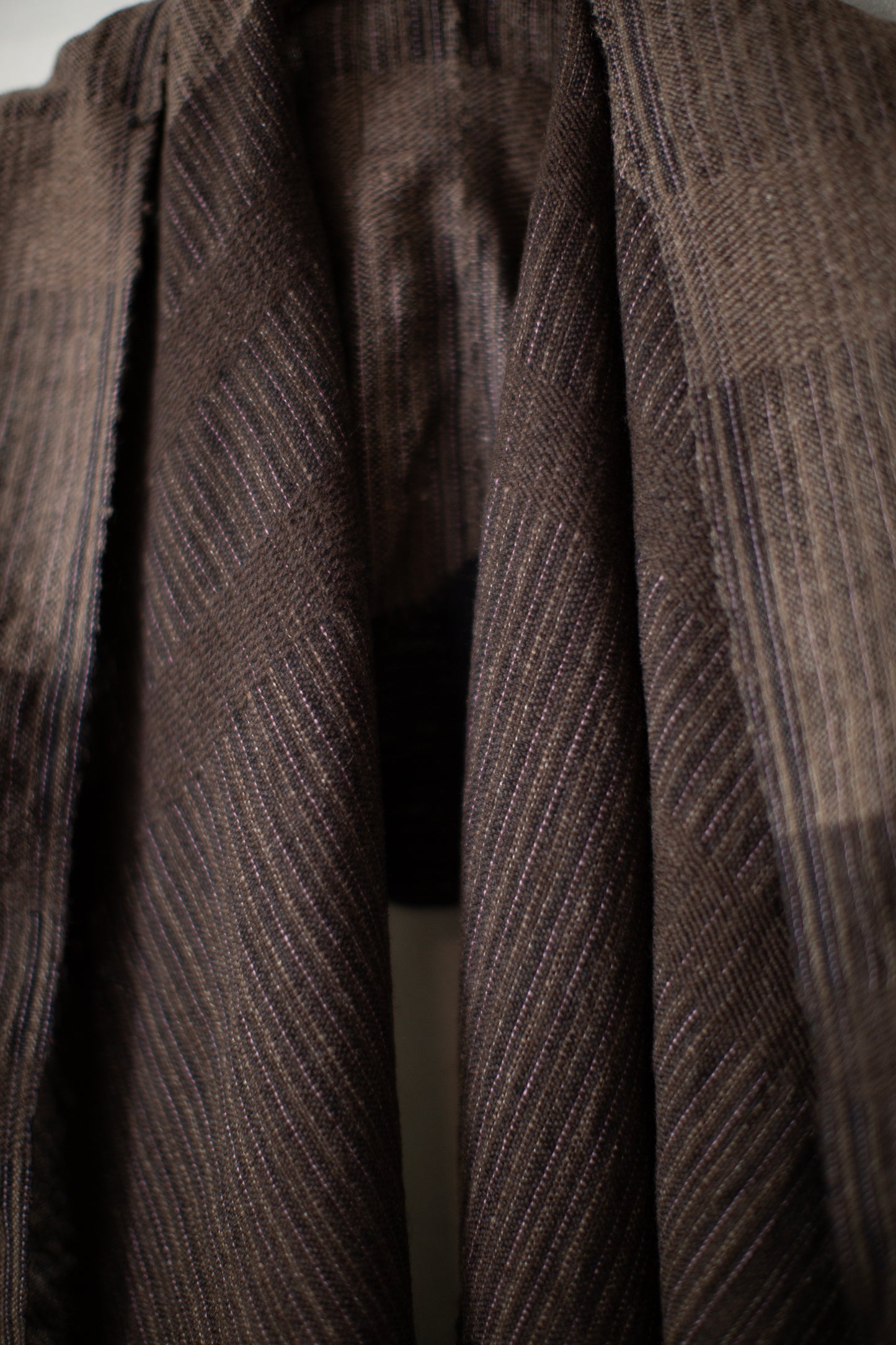 HOODED SCARF#1 - TEXTURED STRIPE HANDWOVEN