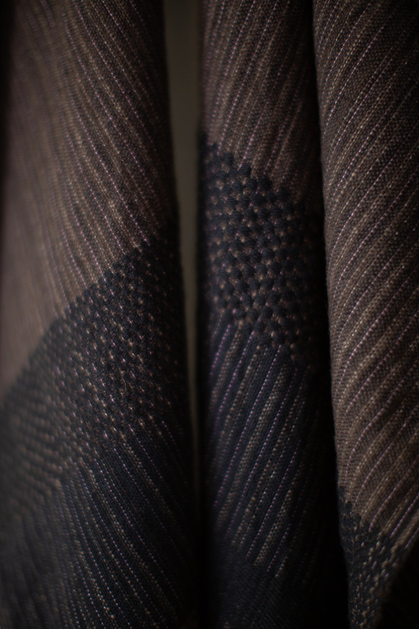 HOODED SCARF#1 - TEXTURED STRIPE HANDWOVEN