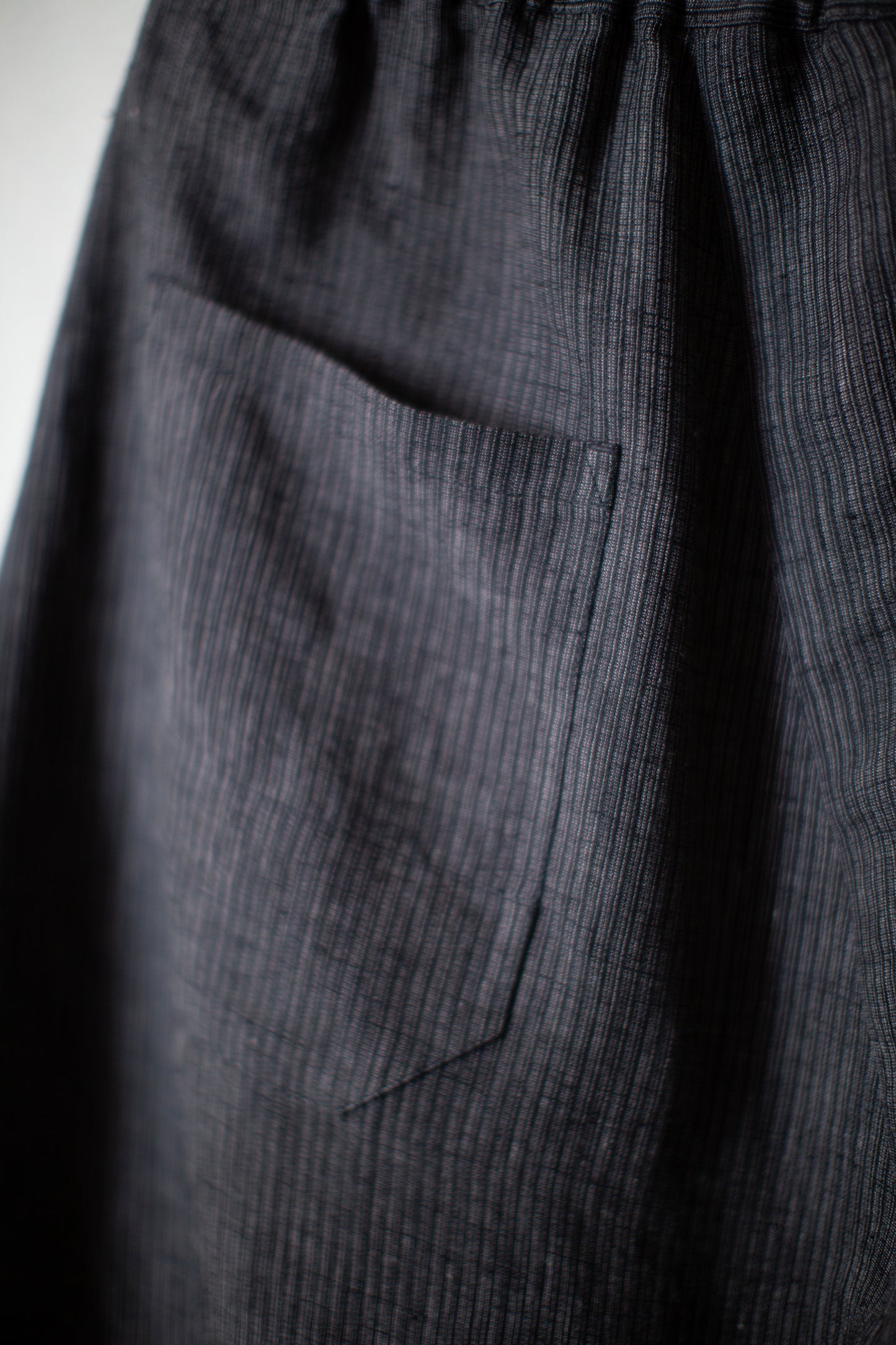 SHORTS#11 - HEMP CLOTH DARK GREY STRIPED