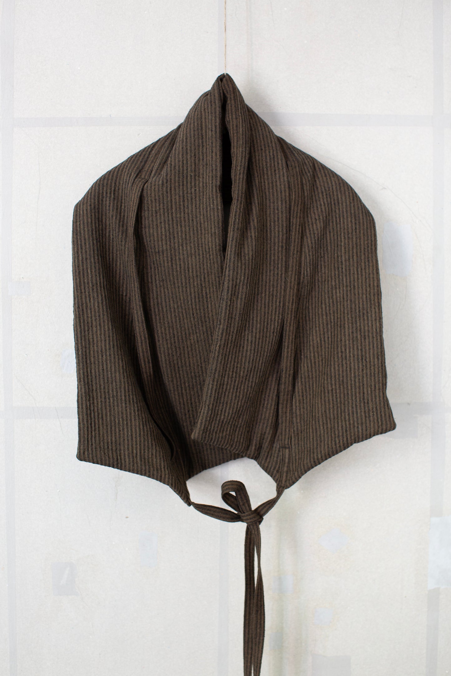COLLAR PIECE#3 - PADDED KHAKI STRIPED HEMP COTTON REED TWILL