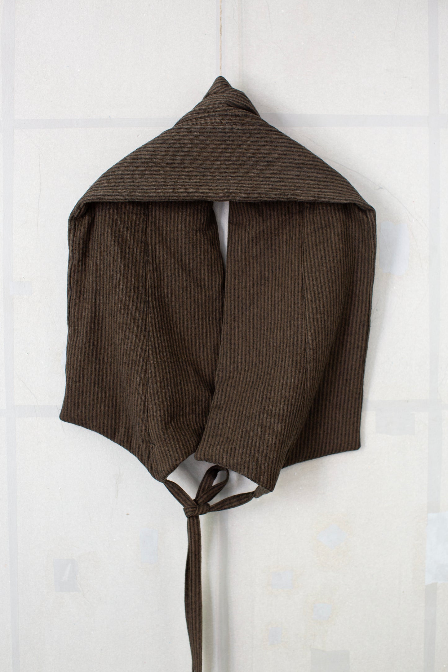 COLLAR PIECE#3 - PADDED KHAKI STRIPED HEMP COTTON REED TWILL