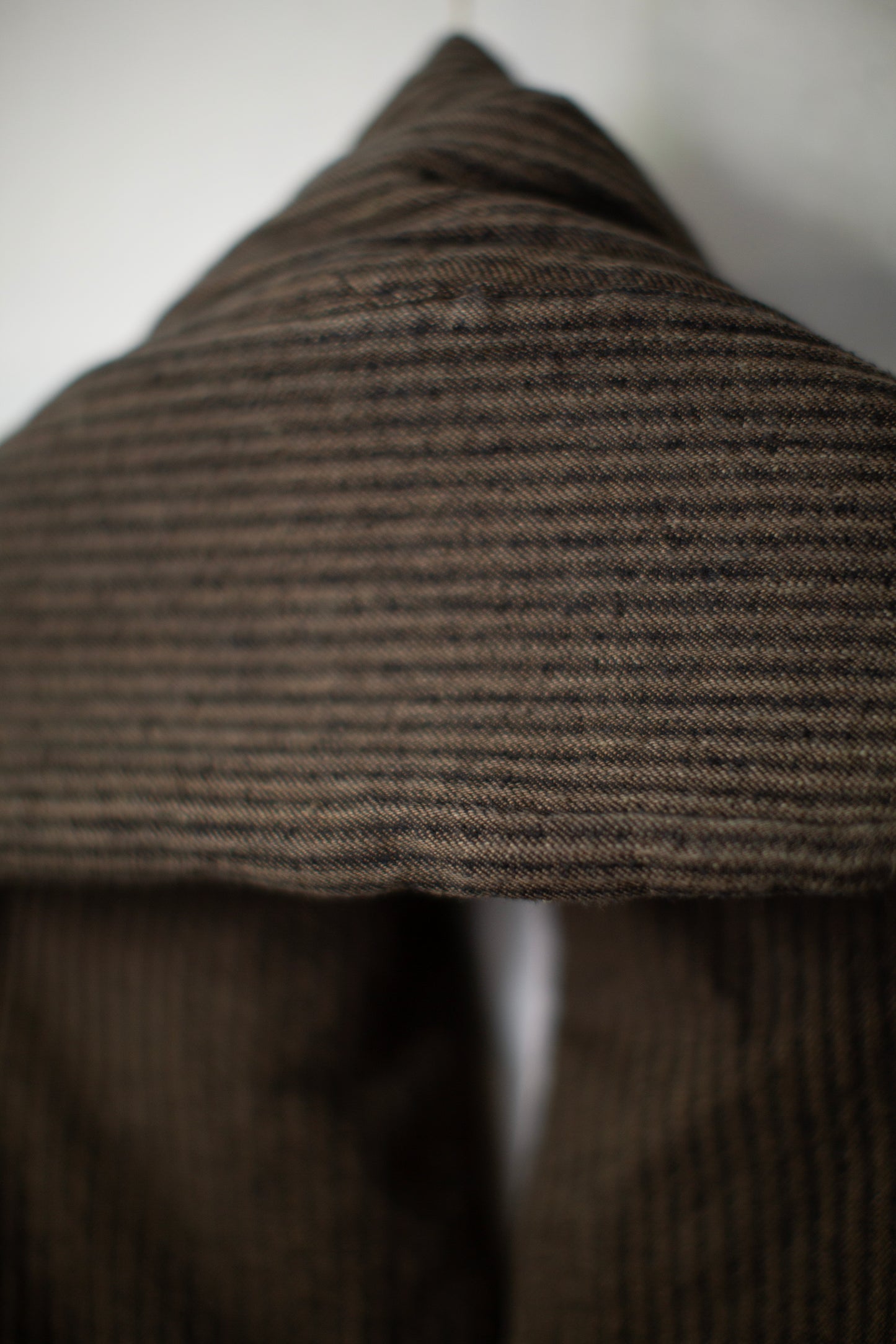 COLLAR PIECE#3 - PADDED KHAKI STRIPED HEMP COTTON REED TWILL