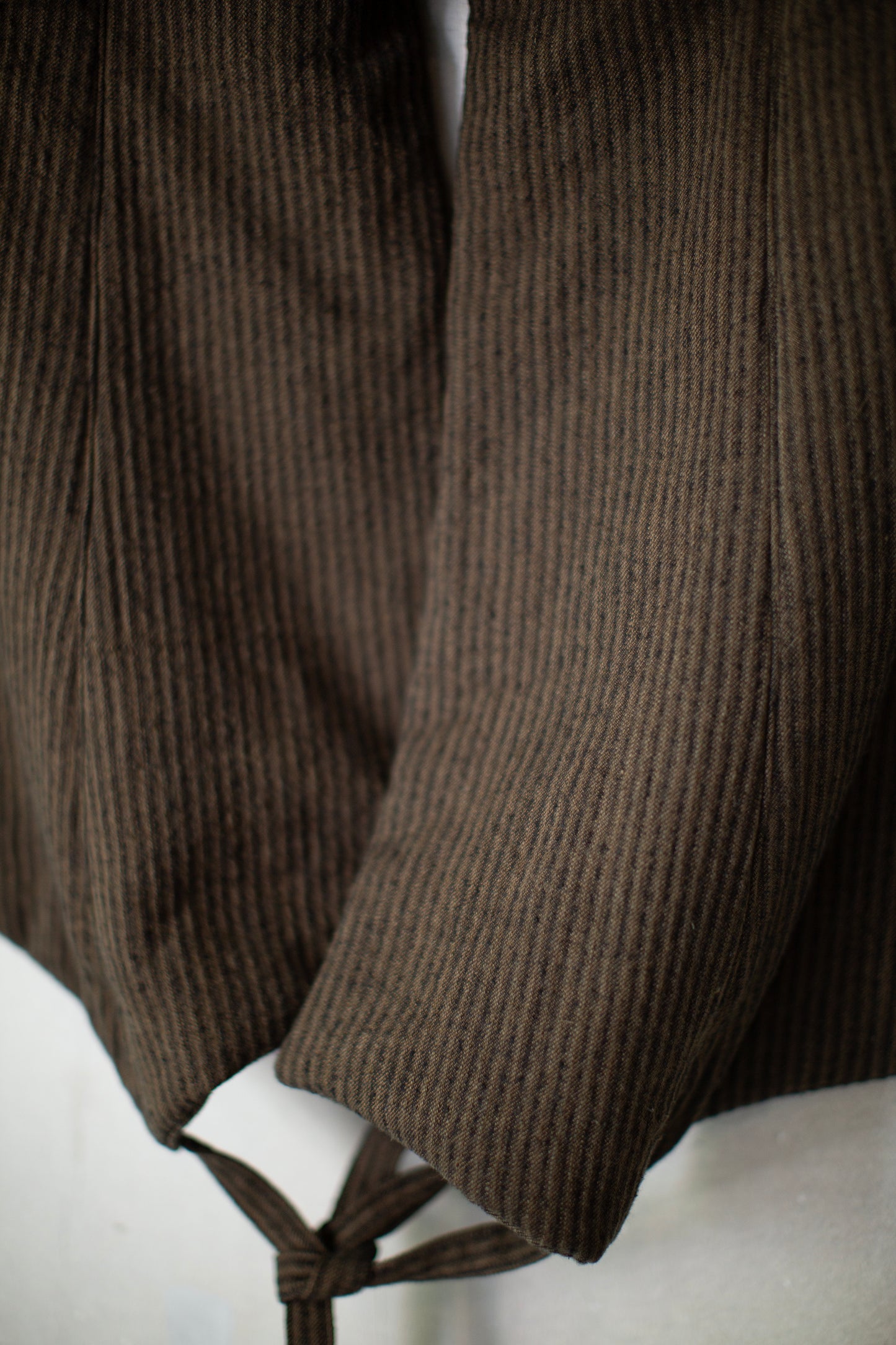 COLLAR PIECE#3 - PADDED KHAKI STRIPED HEMP COTTON REED TWILL