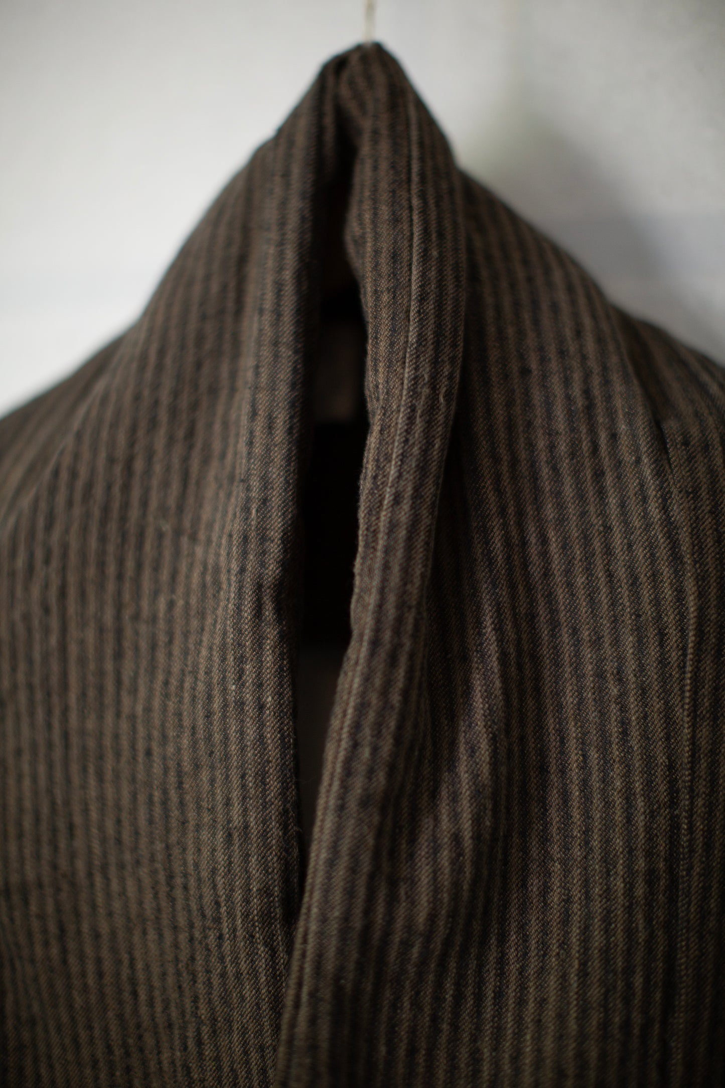 COLLAR PIECE#3 - PADDED KHAKI STRIPED HEMP COTTON REED TWILL