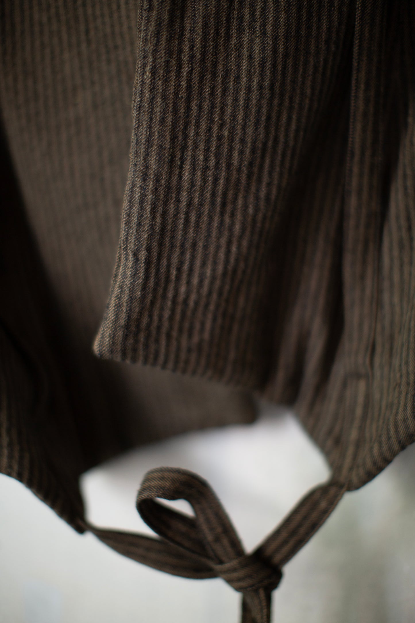 COLLAR PIECE#3 - PADDED KHAKI STRIPED HEMP COTTON REED TWILL
