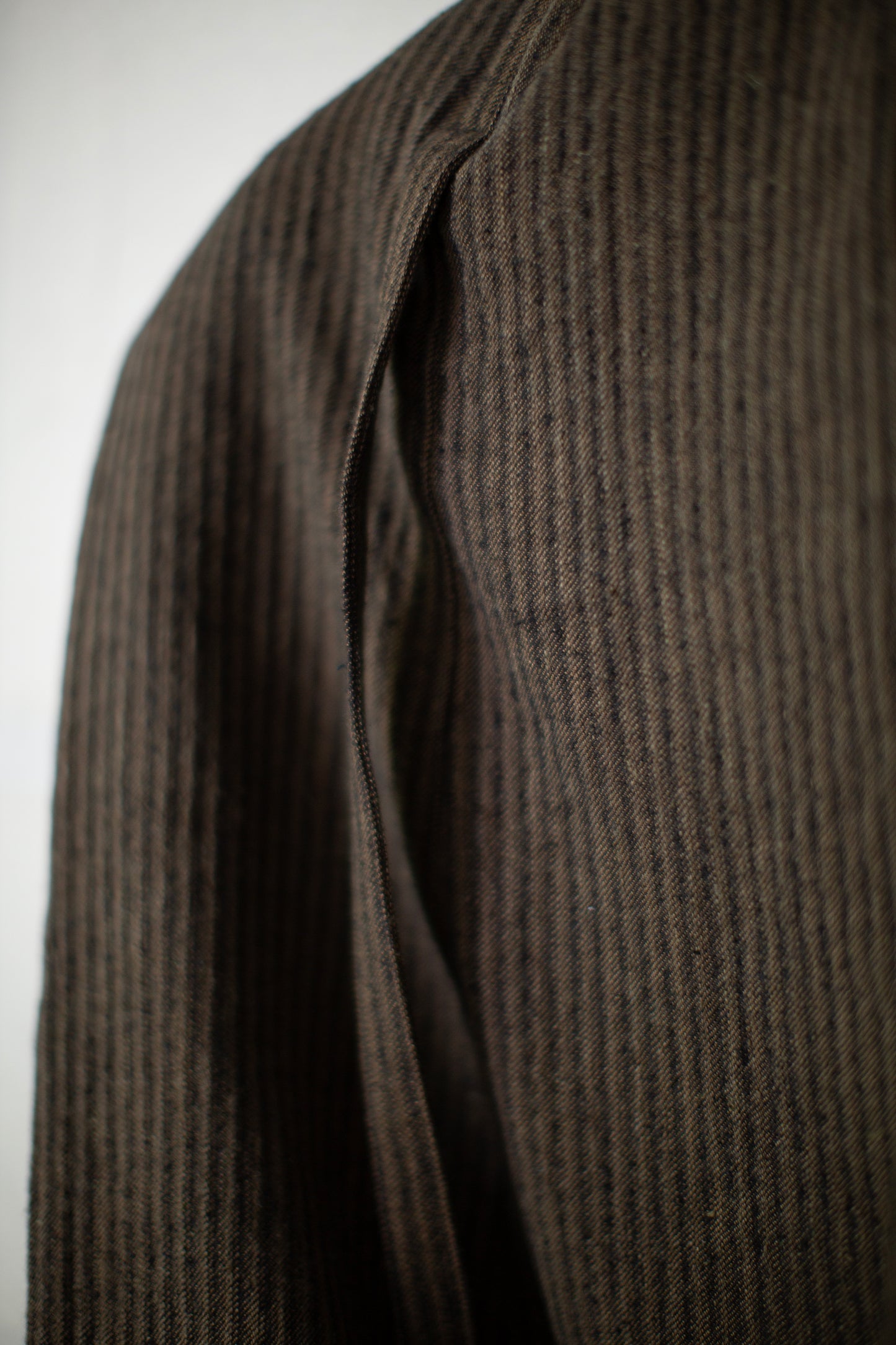 COLLAR PIECE#3 - PADDED KHAKI STRIPED HEMP COTTON REED TWILL