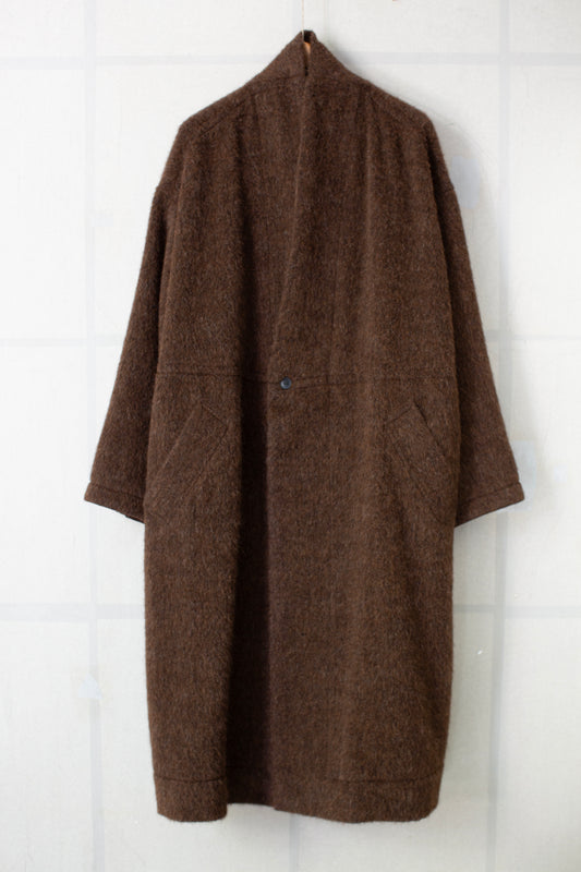 COAT#35 - BROWN ALPACA HIGH PILE HERRINGBONE