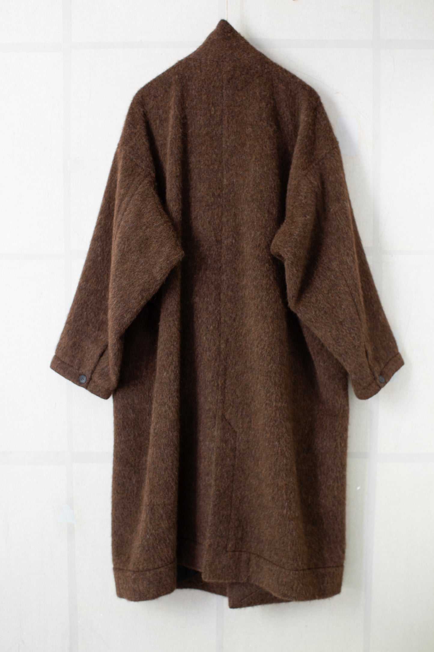 COAT#35 - BROWN ALPACA HIGH PILE HERRINGBONE