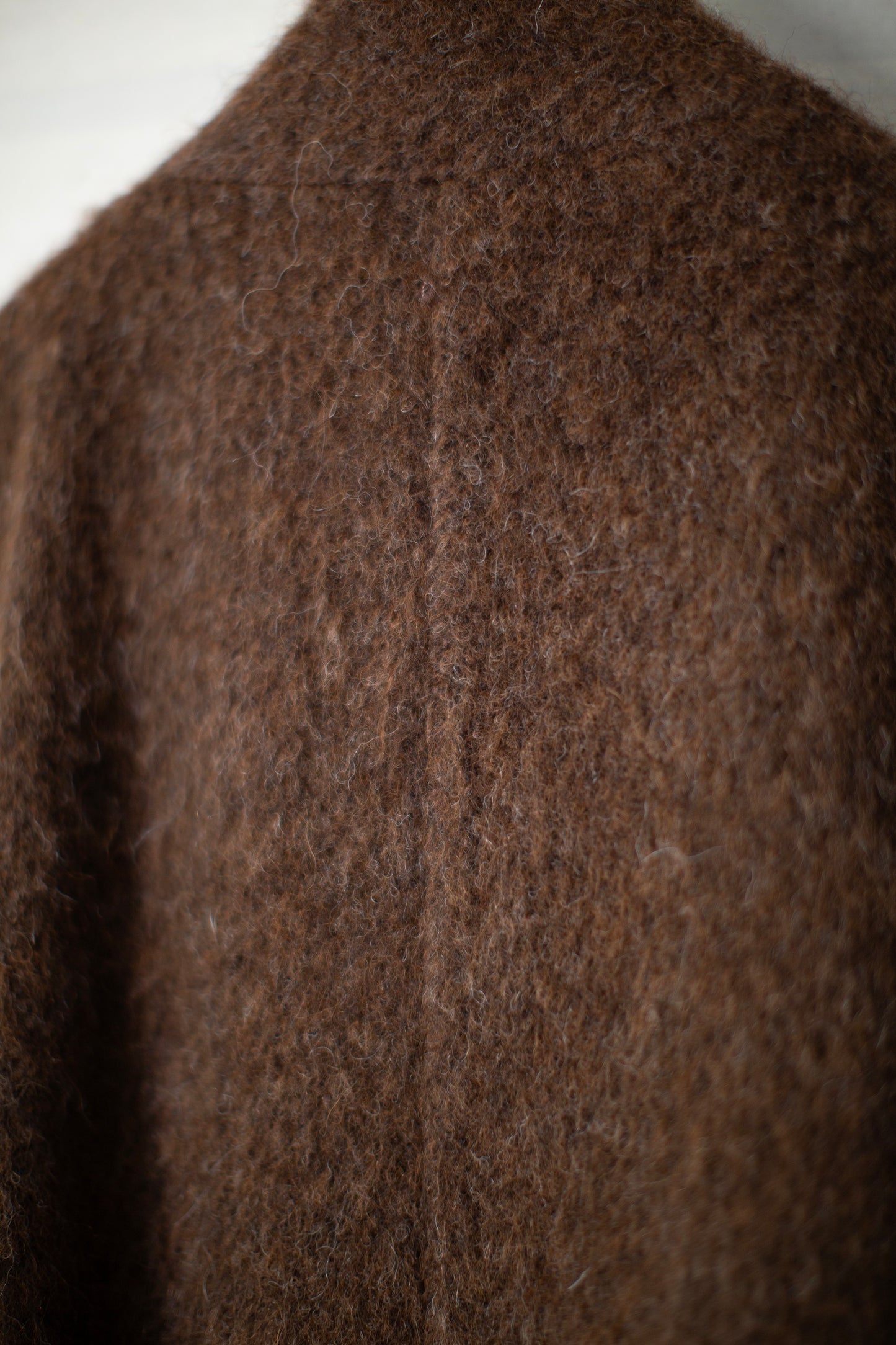 COAT#35 - BROWN ALPACA HIGH PILE HERRINGBONE