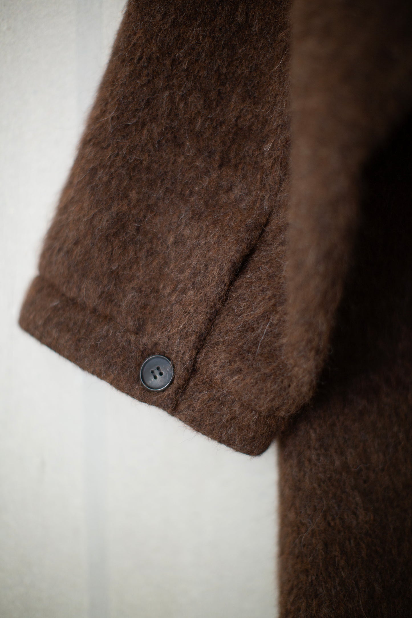 COAT#35 - BROWN ALPACA HIGH PILE HERRINGBONE