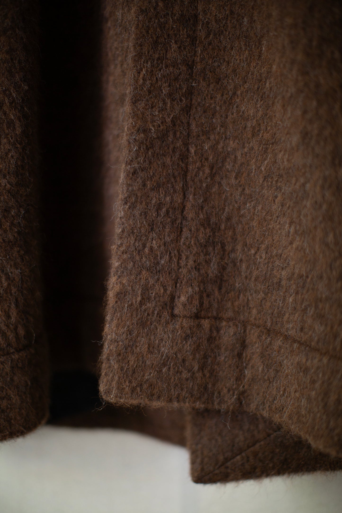 COAT#35 - BROWN ALPACA HIGH PILE HERRINGBONE