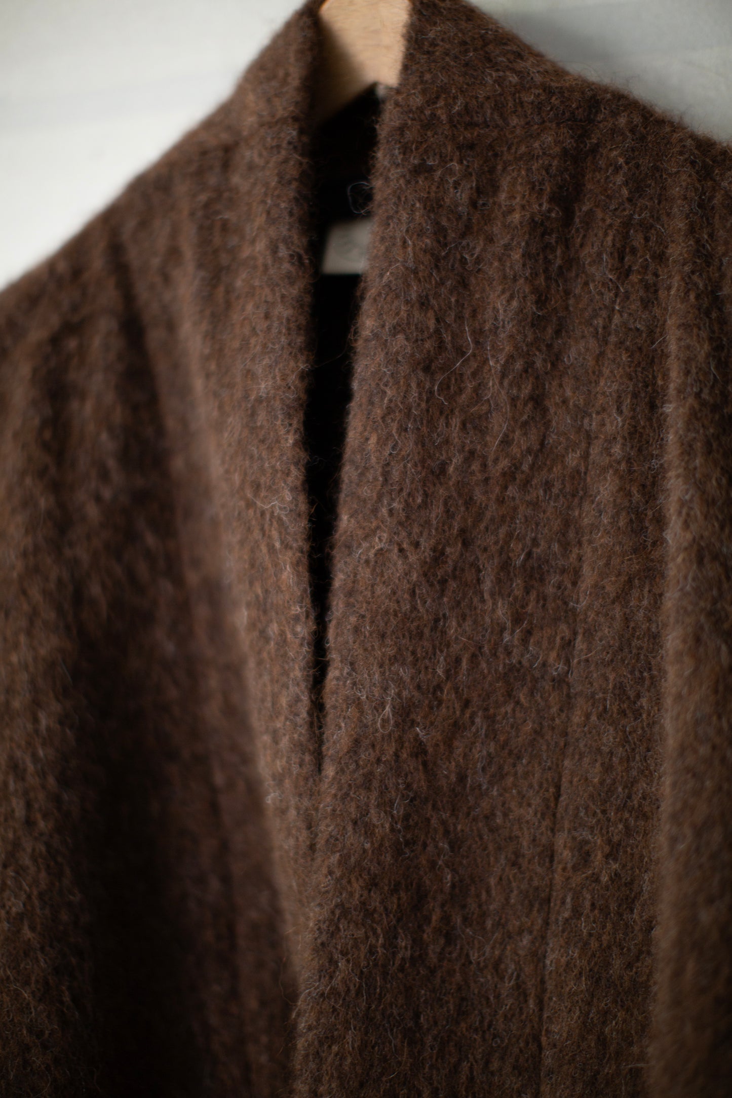 COAT#35 - BROWN ALPACA HIGH PILE HERRINGBONE