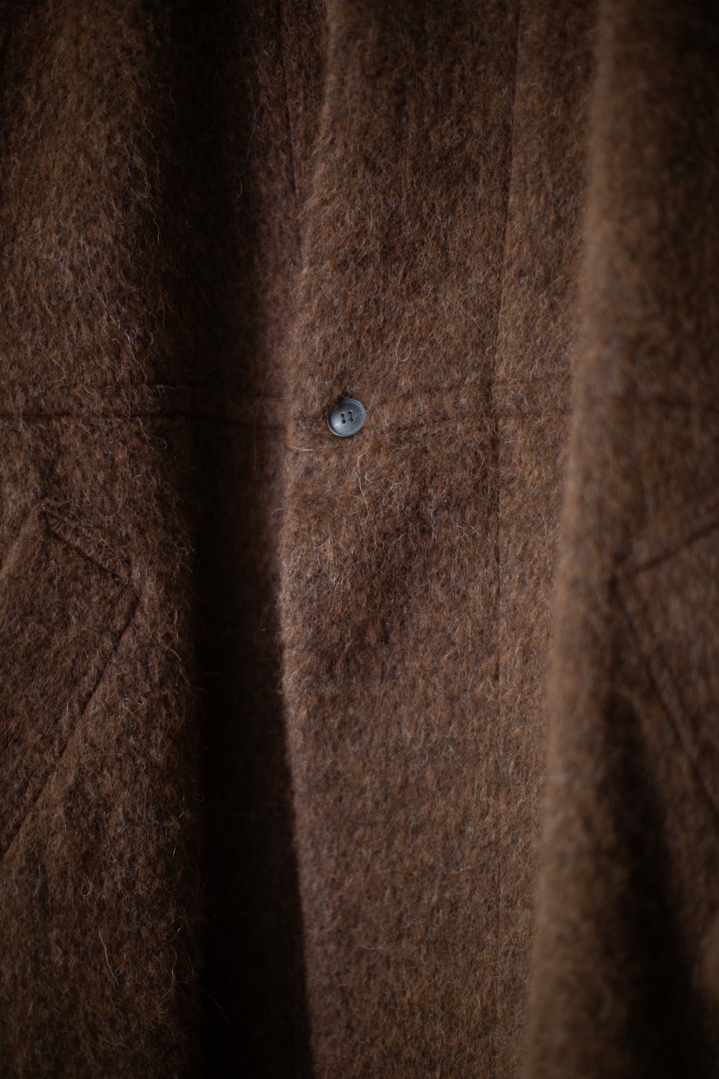 COAT#35 - BROWN ALPACA HIGH PILE HERRINGBONE