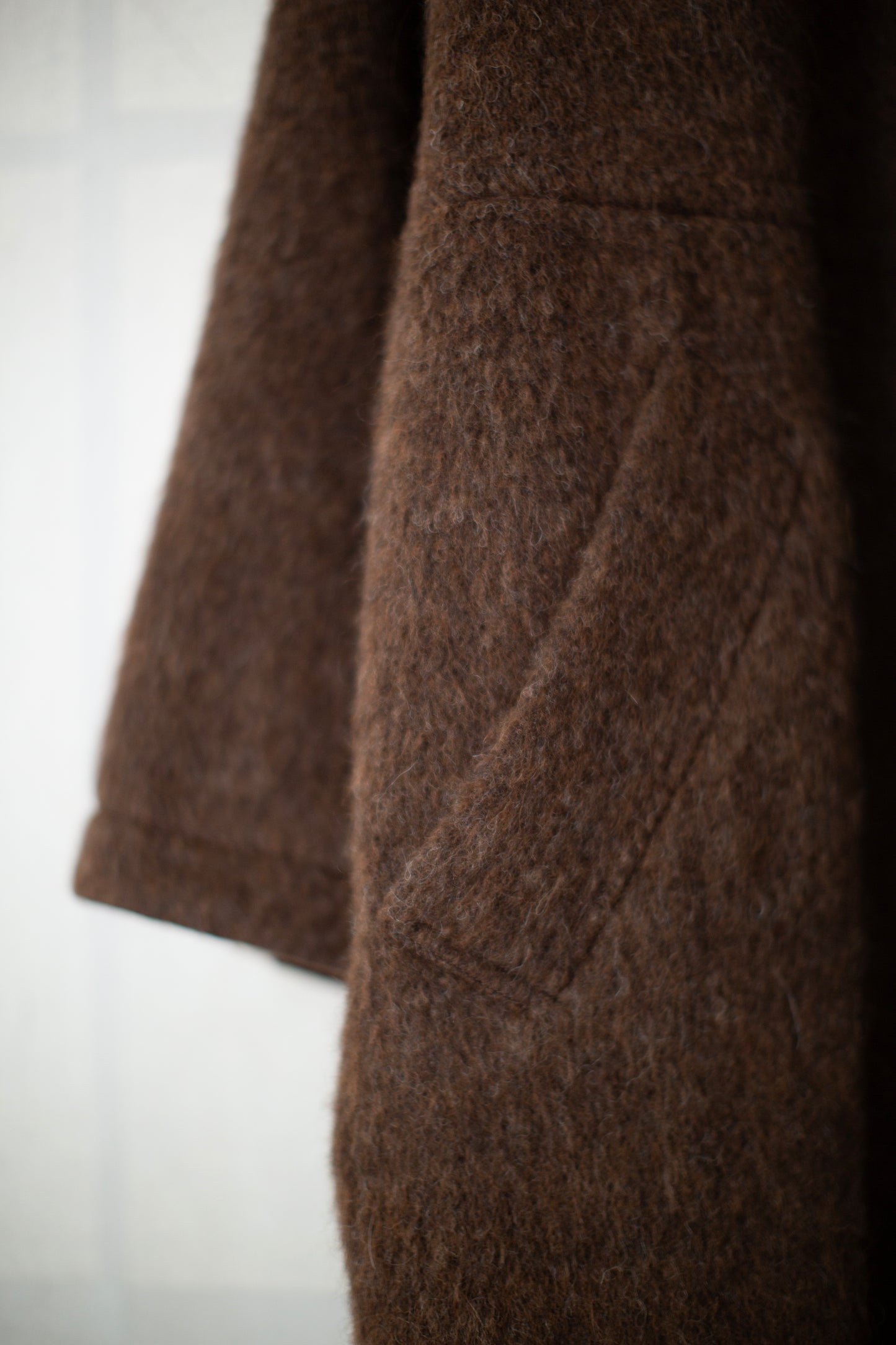 COAT#35 - BROWN ALPACA HIGH PILE HERRINGBONE