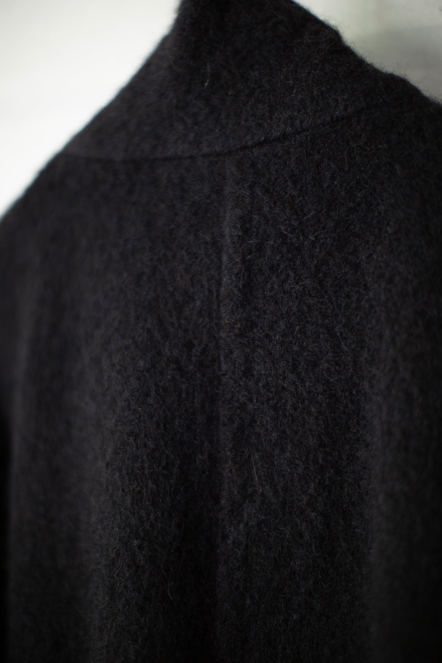 COAT#35 - BLACK ALPACA HIGH PILE HERRINGBONE