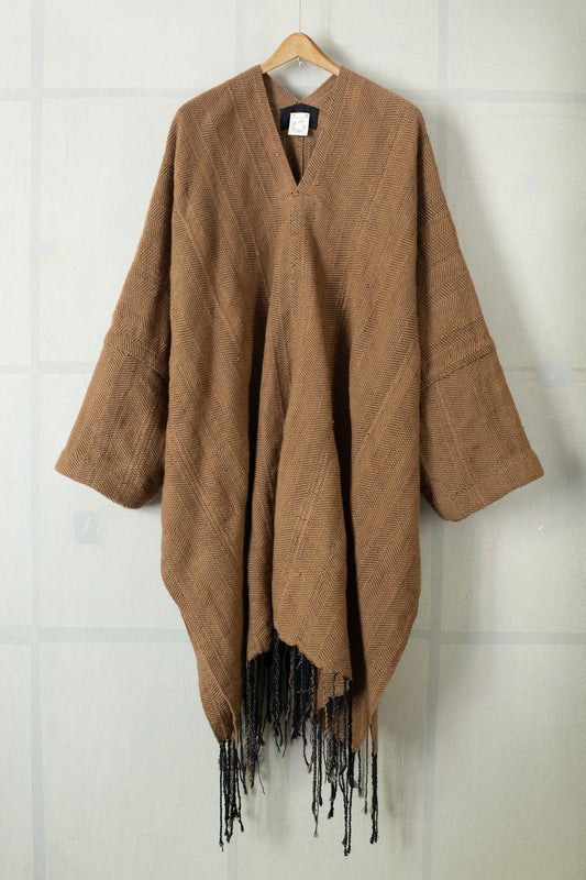 PONCHO#1 - HANDWOVEN CAMEL