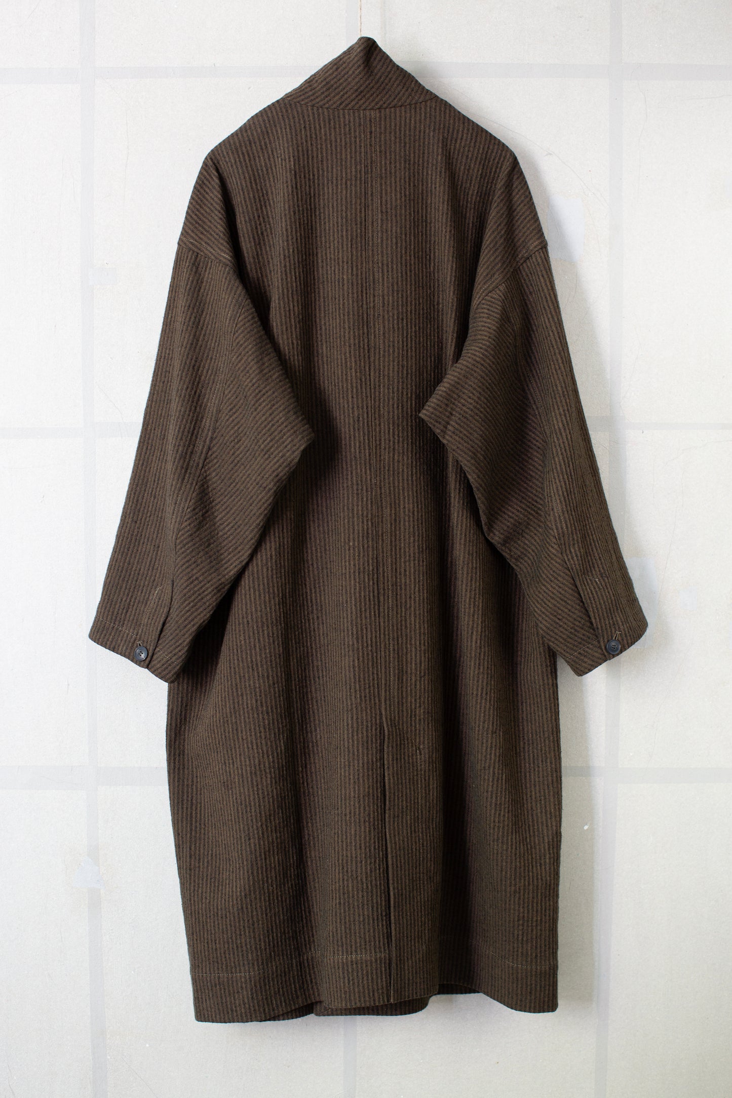 COAT#35 - KHAKI STRIPED HEMP COTTON REED TWILL