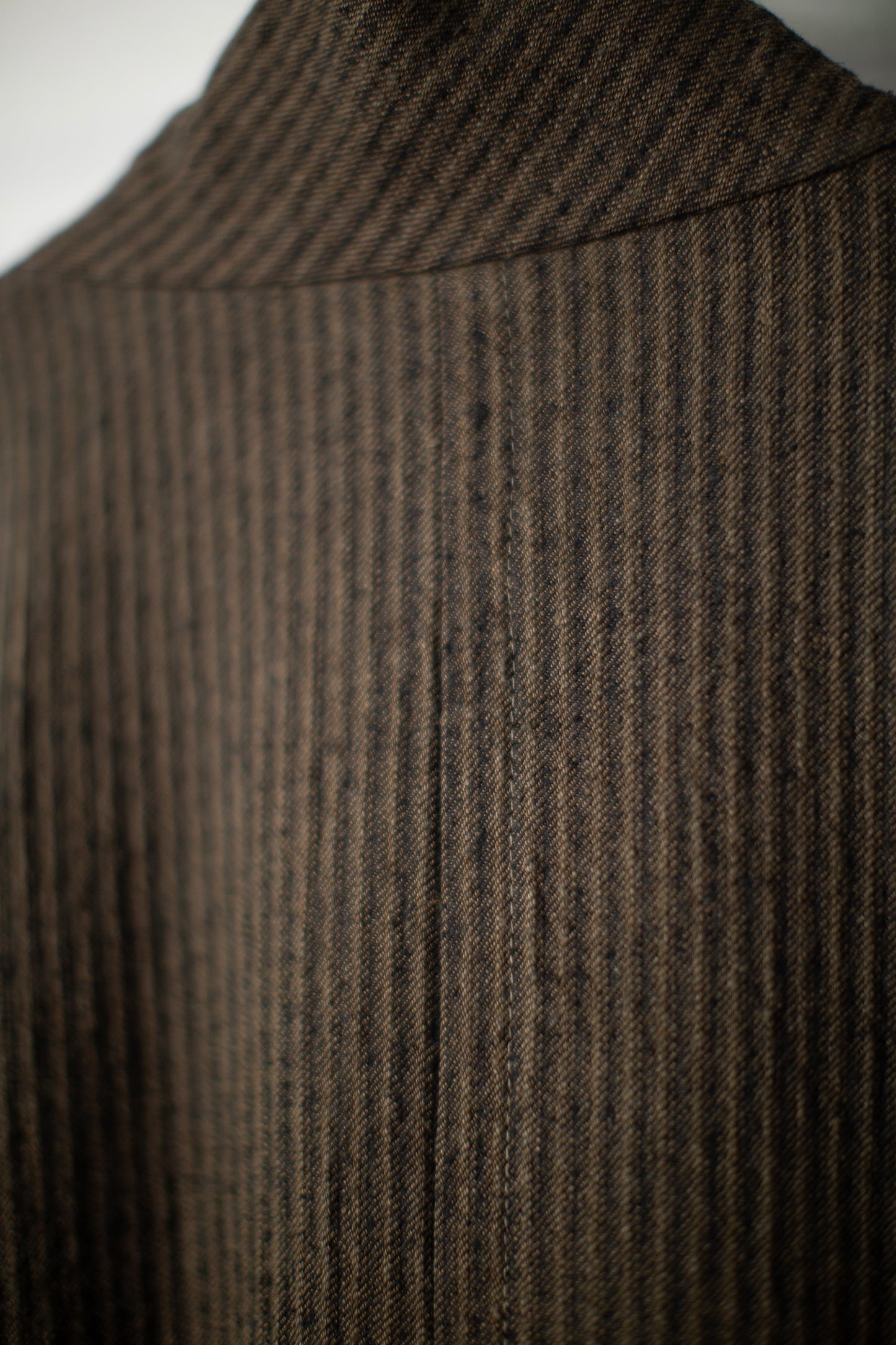 COAT#35 - KHAKI STRIPED HEMP COTTON REED TWILL
