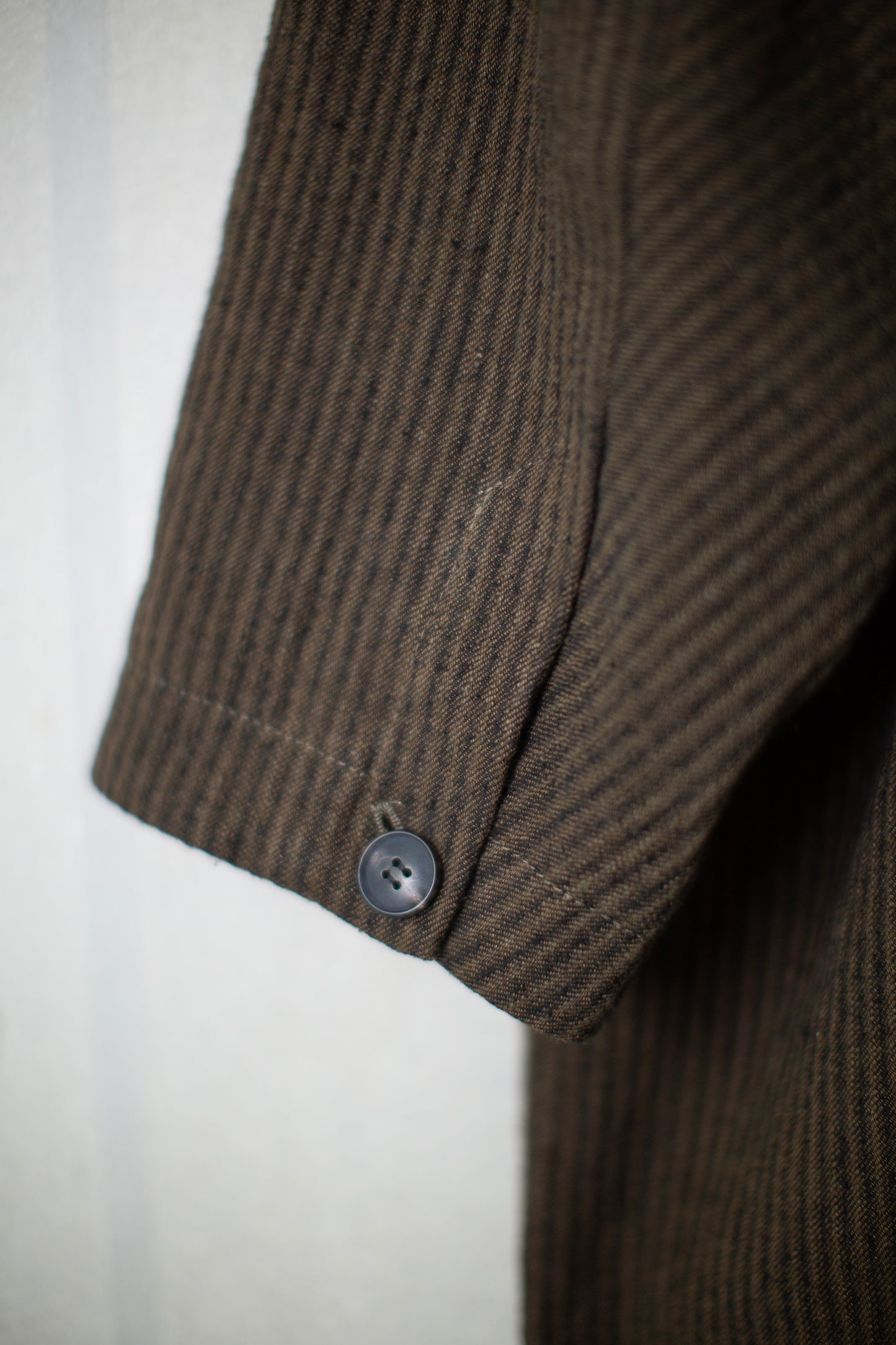 COAT#35 - KHAKI STRIPED HEMP COTTON REED TWILL