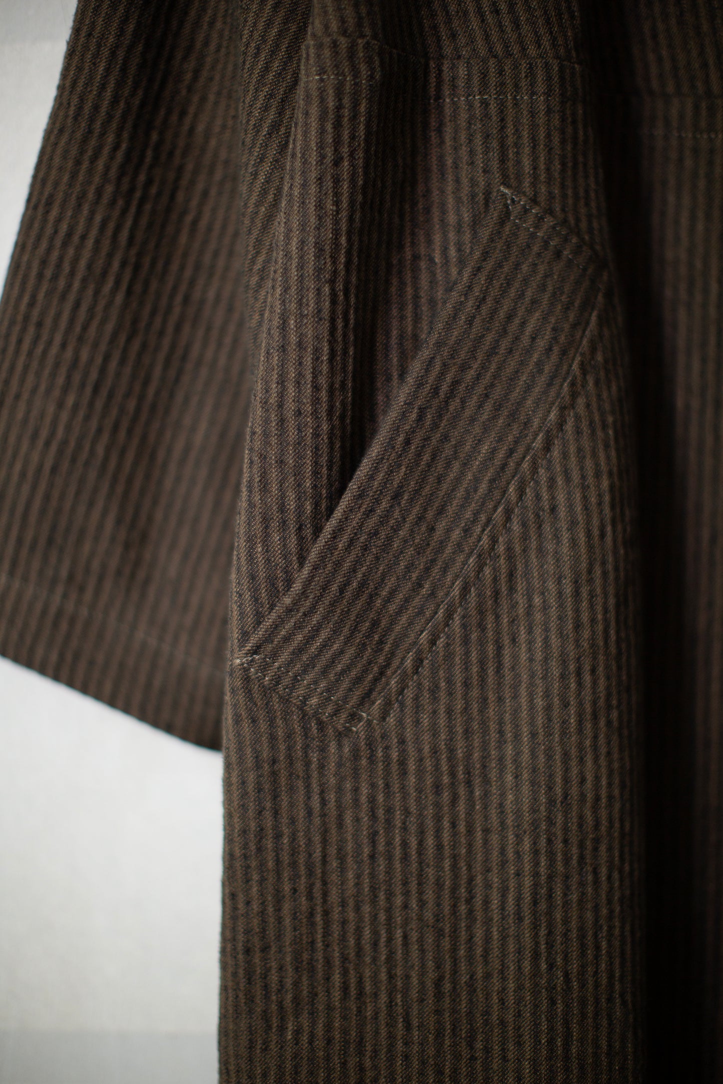 COAT#35 - KHAKI STRIPED HEMP COTTON REED TWILL