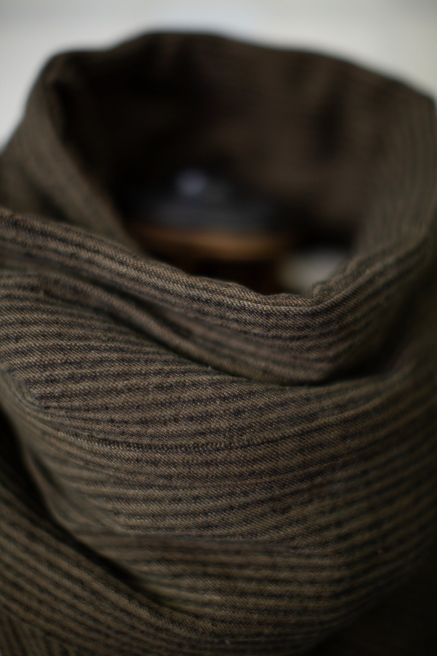 COLLAR PIECE#3 - PADDED KHAKI STRIPED HEMP COTTON REED TWILL