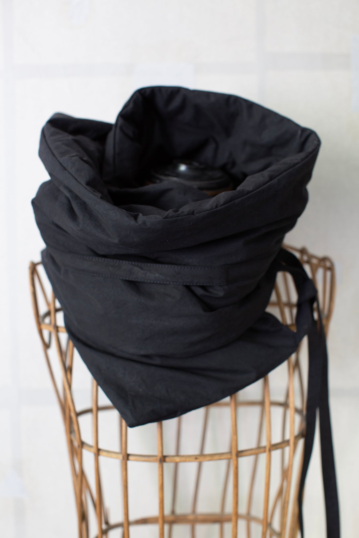 COLLAR PIECE#3 - PADDED DEEP BLACK TIME WASHED CANVAS