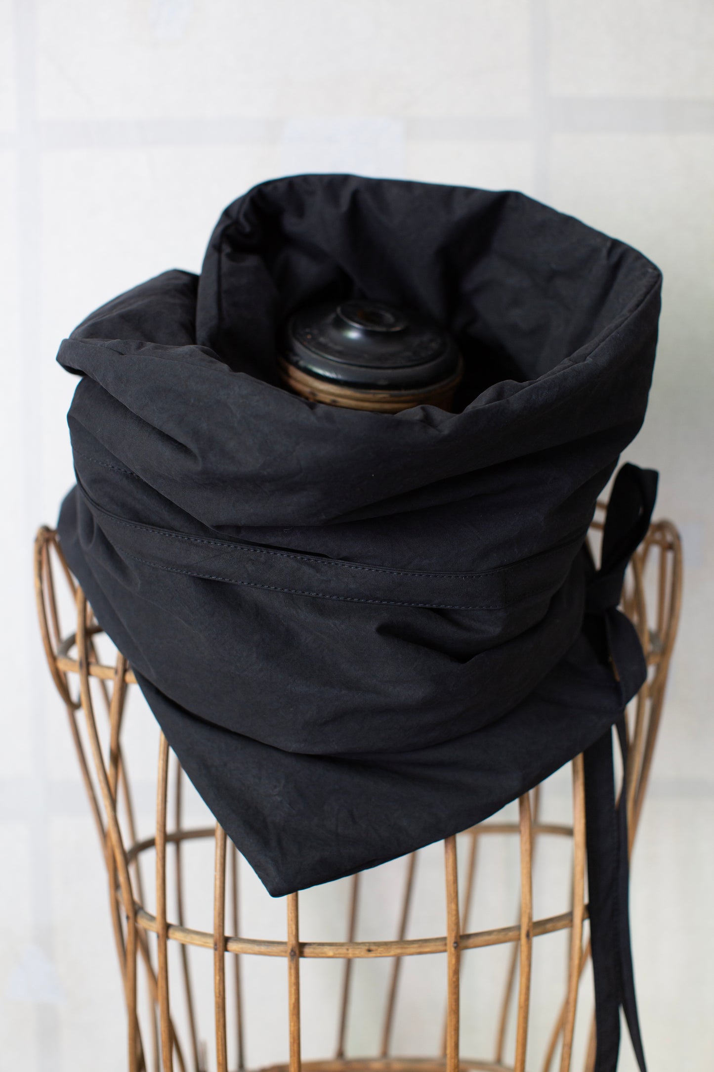 COLLAR PIECE#3 - PADDED DEEP BLACK TIME WASHED CANVAS