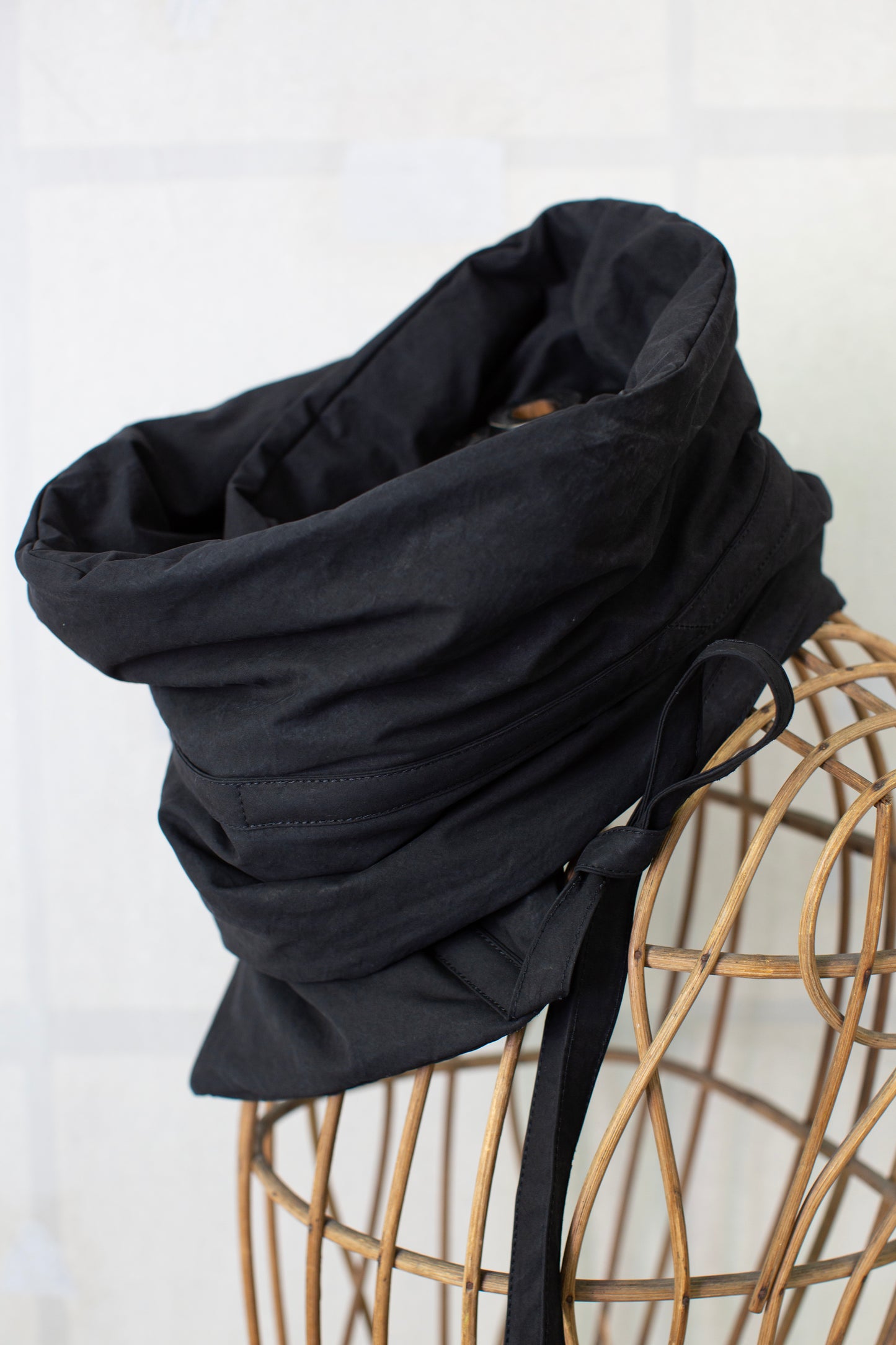 COLLAR PIECE#3 - PADDED KHAKI STRIPED HEMP COTTON REED TWILL
