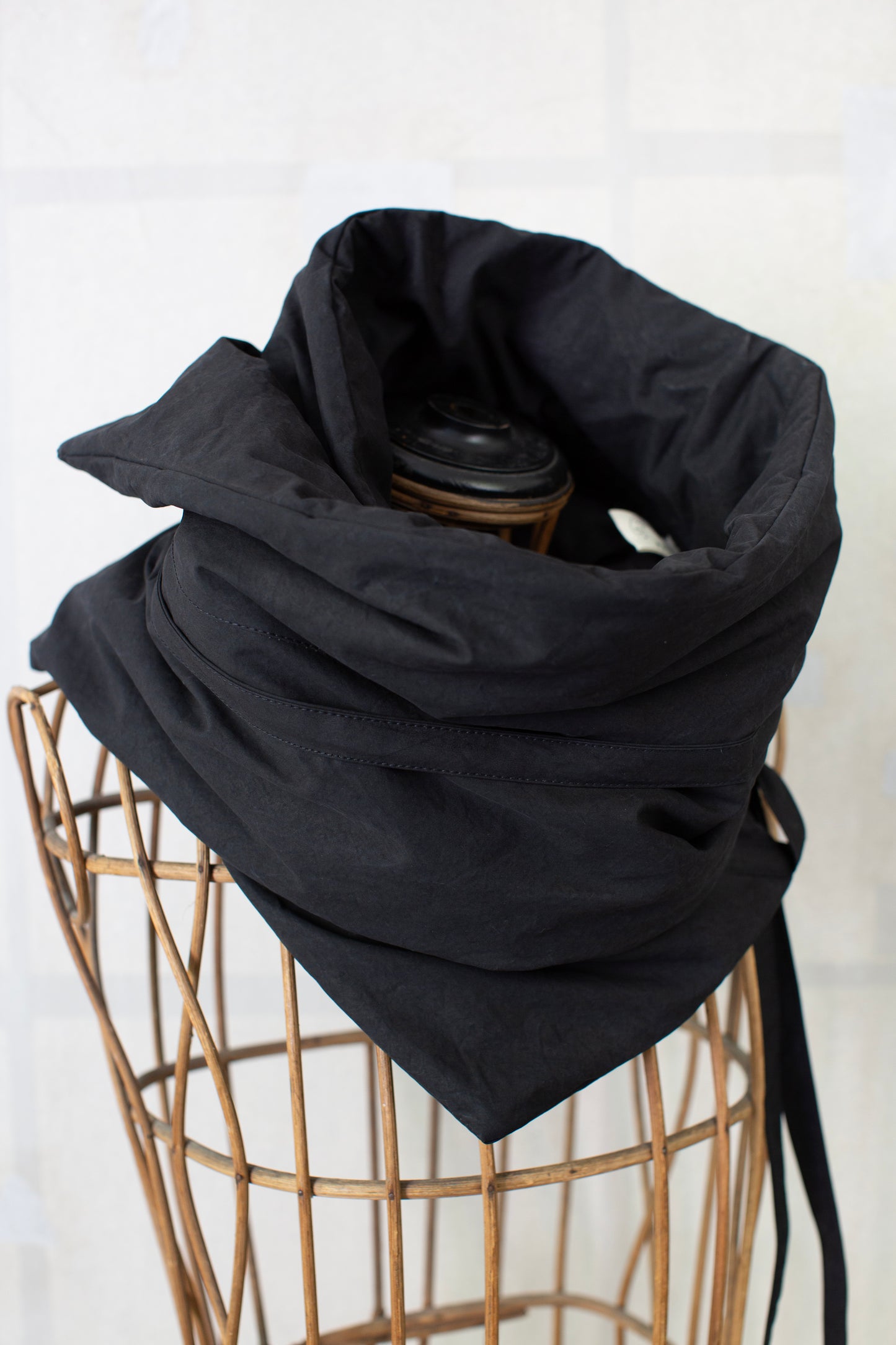 COLLAR PIECE#3 - PADDED KHAKI STRIPED HEMP COTTON REED TWILL