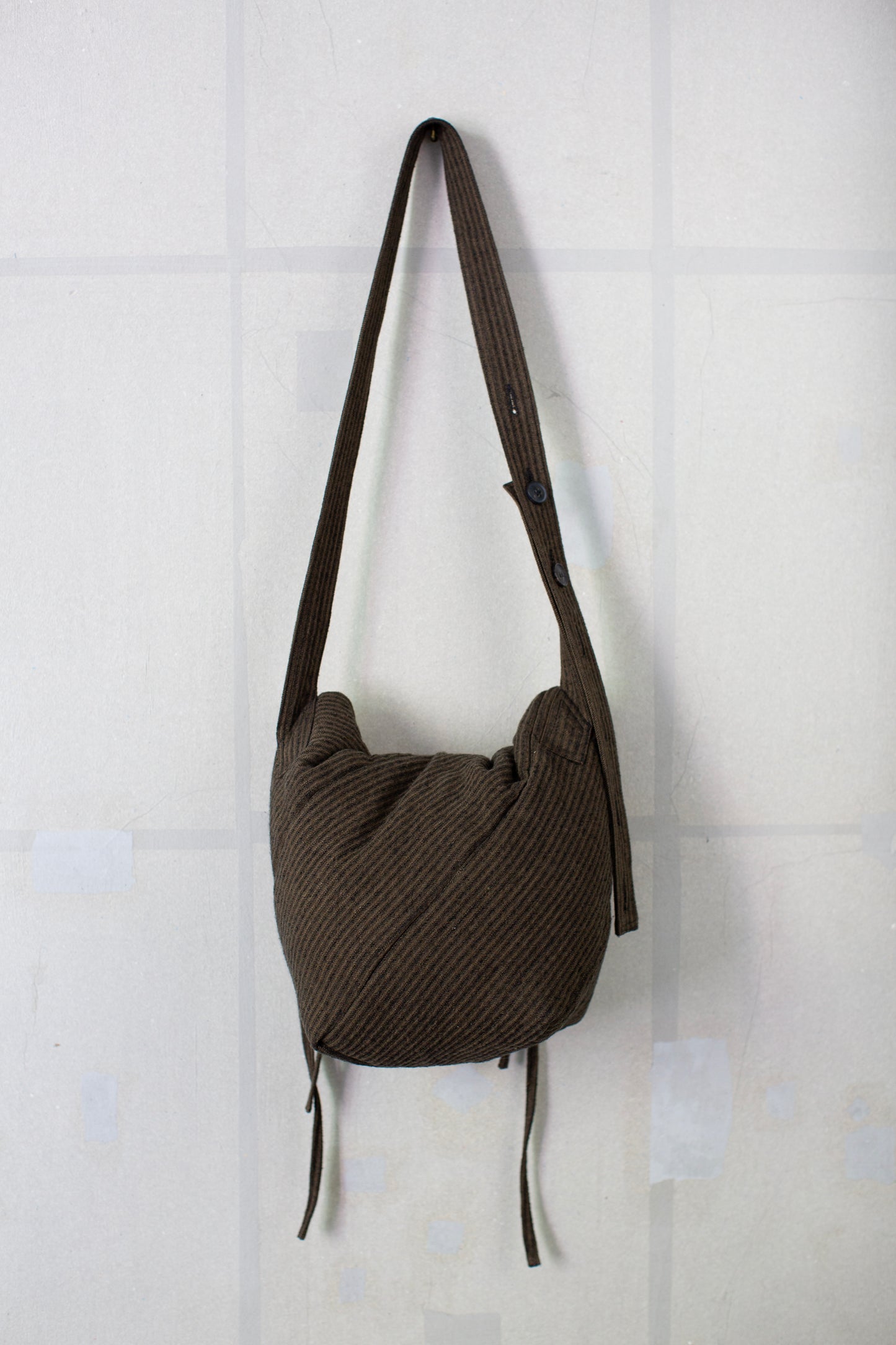 BAG#46 - PADDED KHAKI STRIPED HEMP COTTON REED TWILL