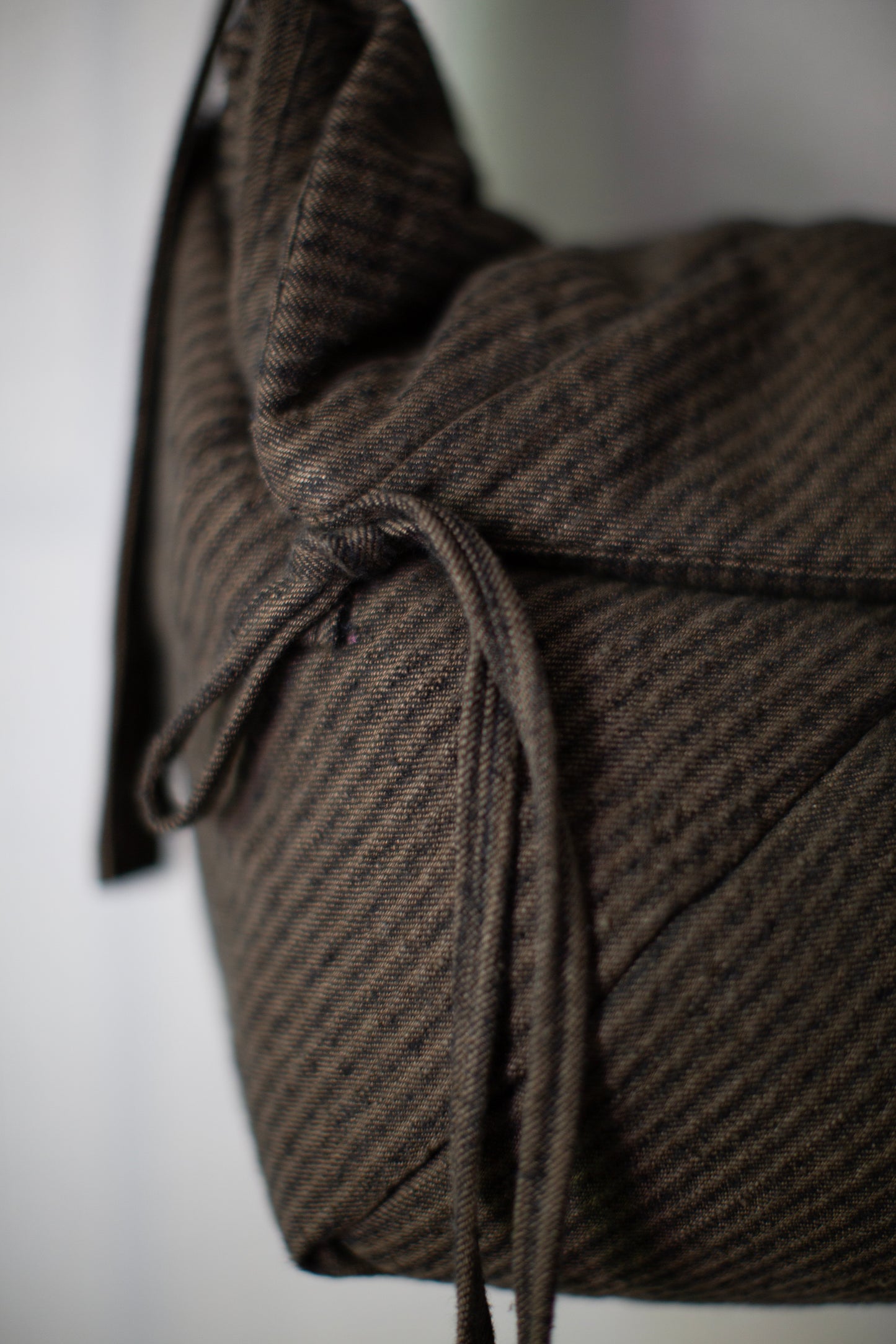 BAG#46 - PADDED KHAKI STRIPED HEMP COTTON REED TWILL