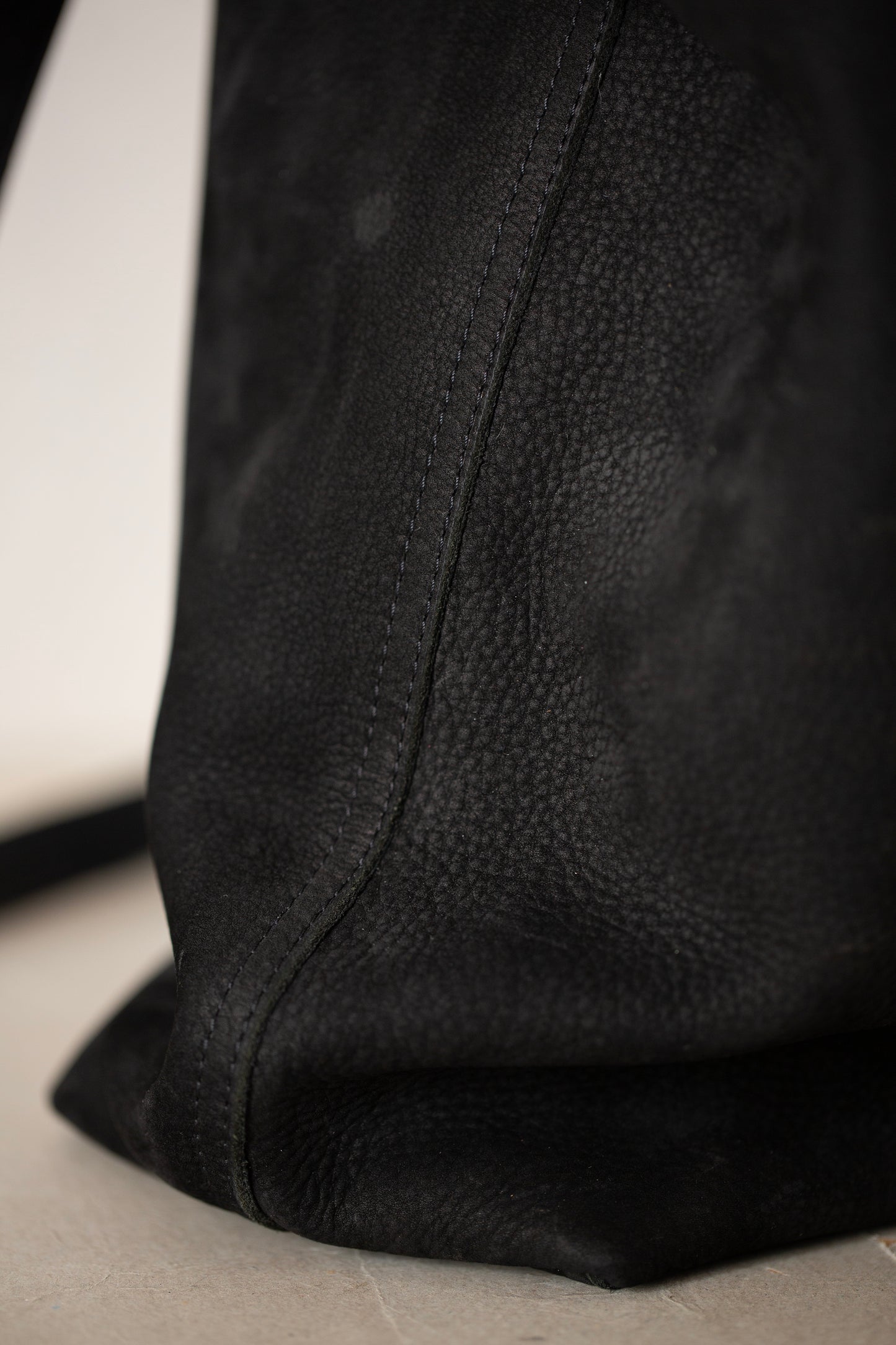 Deep Black Nubuck Tote Bag