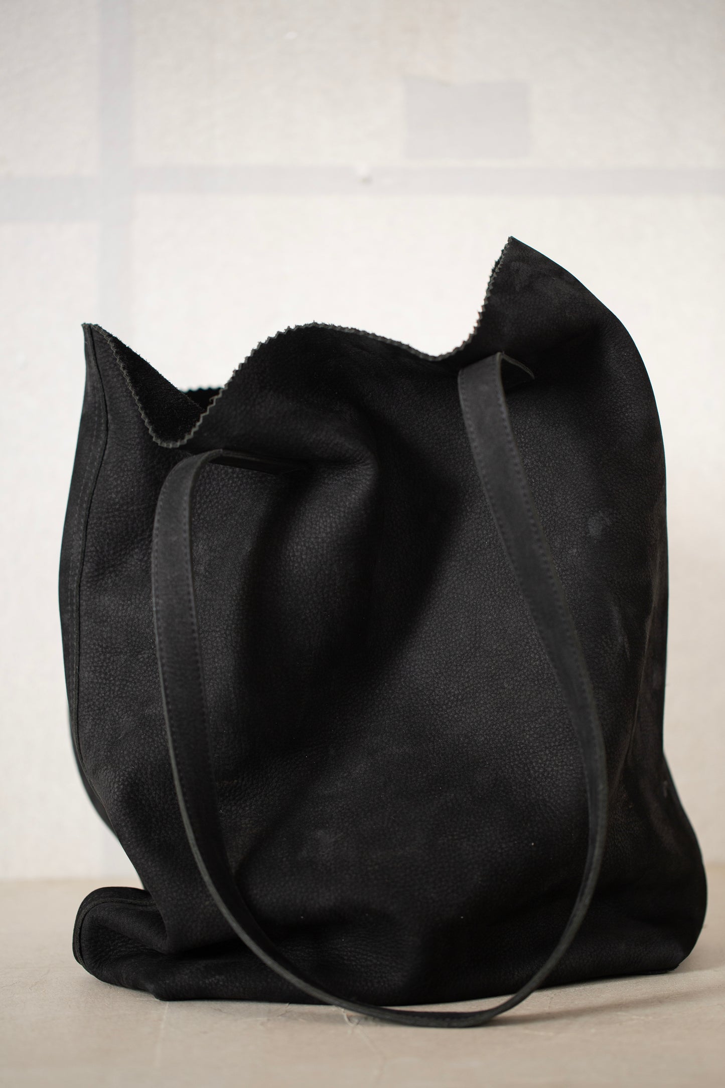 Deep Black Nubuck Tote Bag