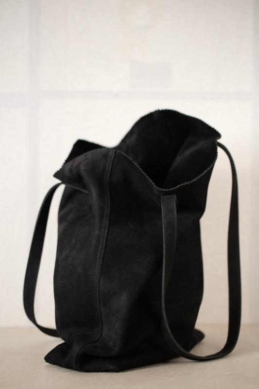 Deep Black Nubuck Tote Bag