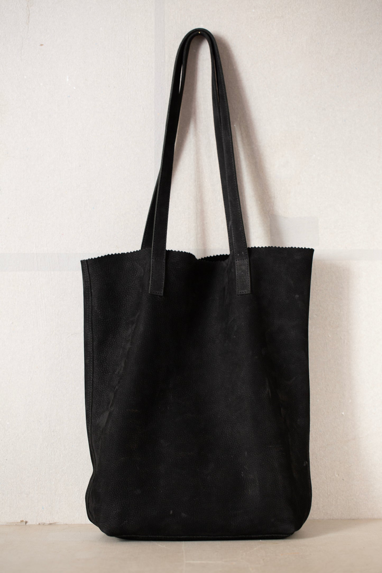 Deep Black Nubuck Tote Bag