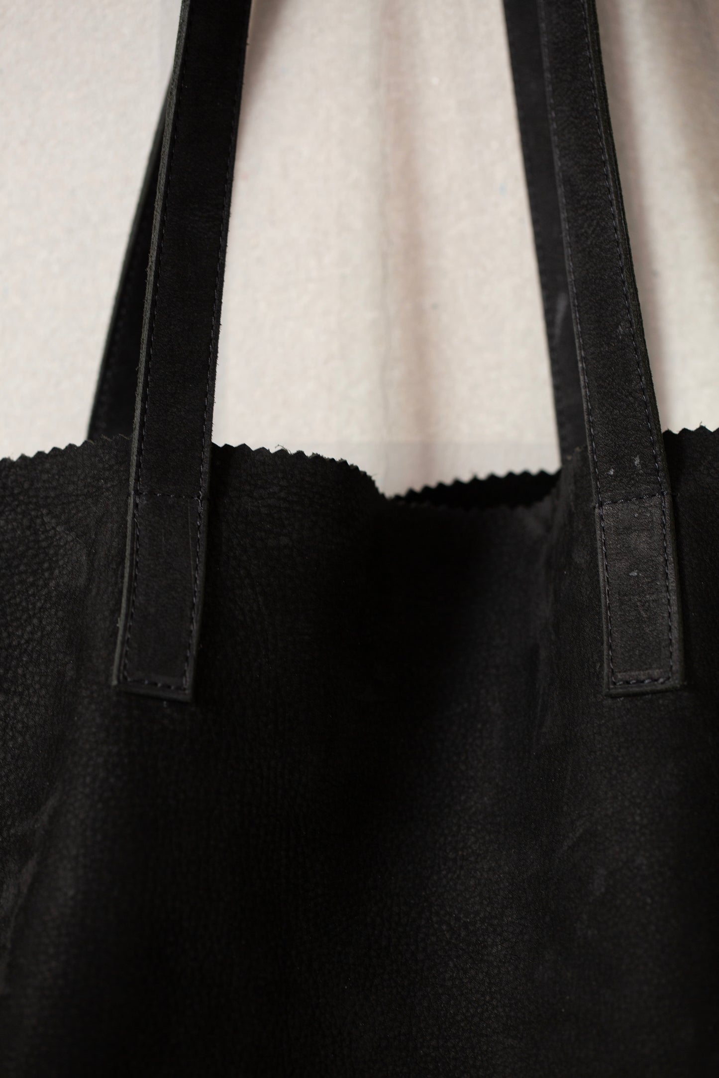 Deep Black Nubuck Tote Bag