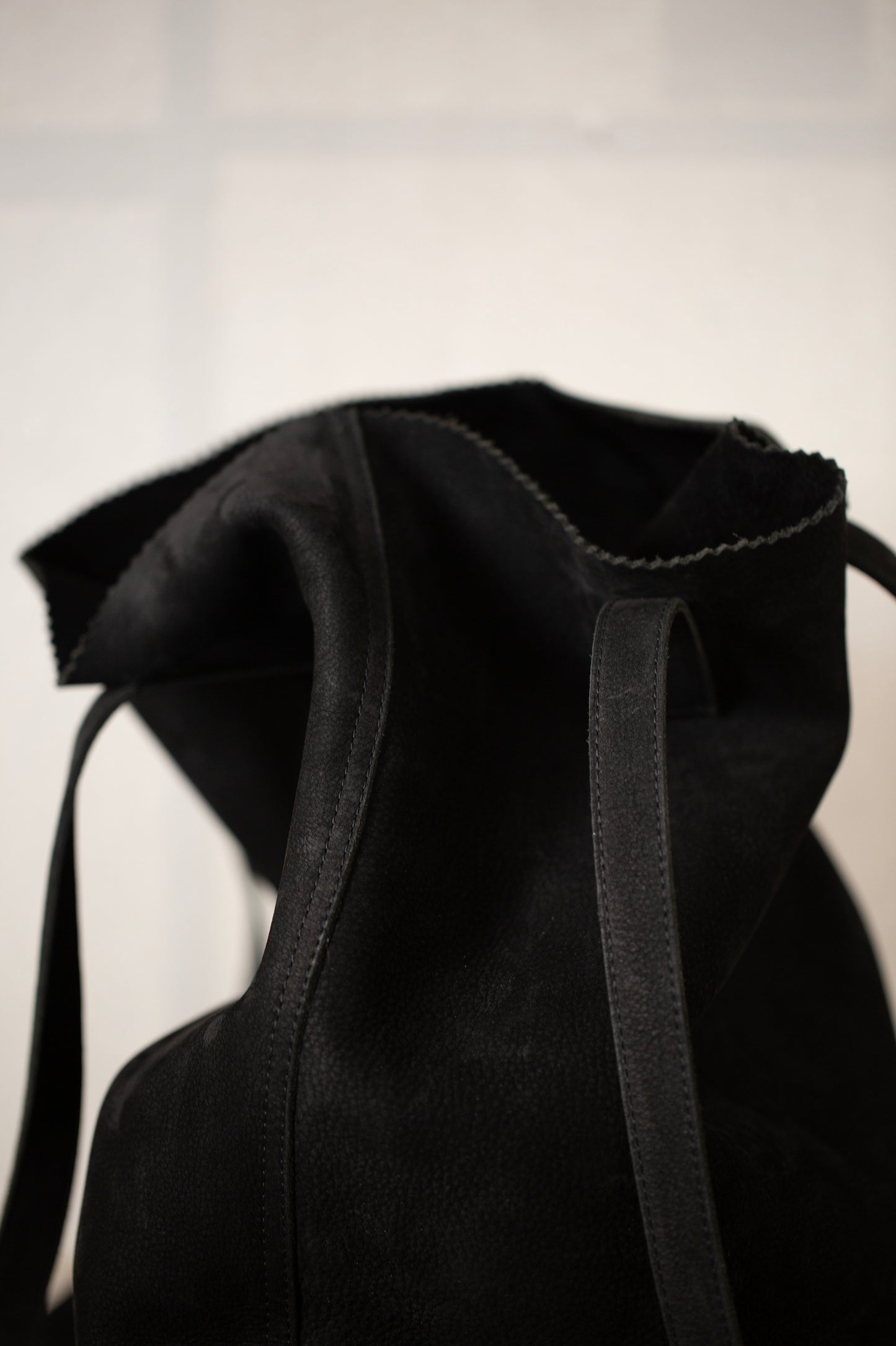 Deep Black Nubuck Tote Bag