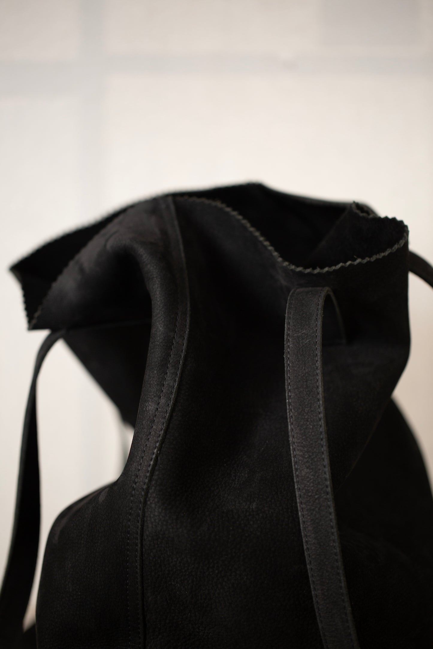 Deep Black Nubuck Tote Bag