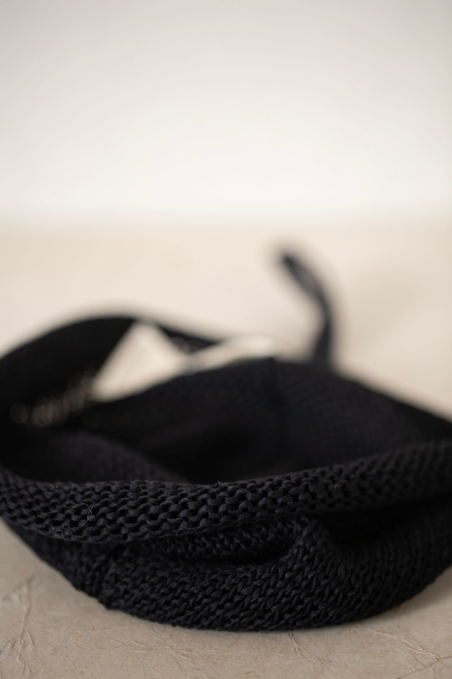 Black hand knitted beanie