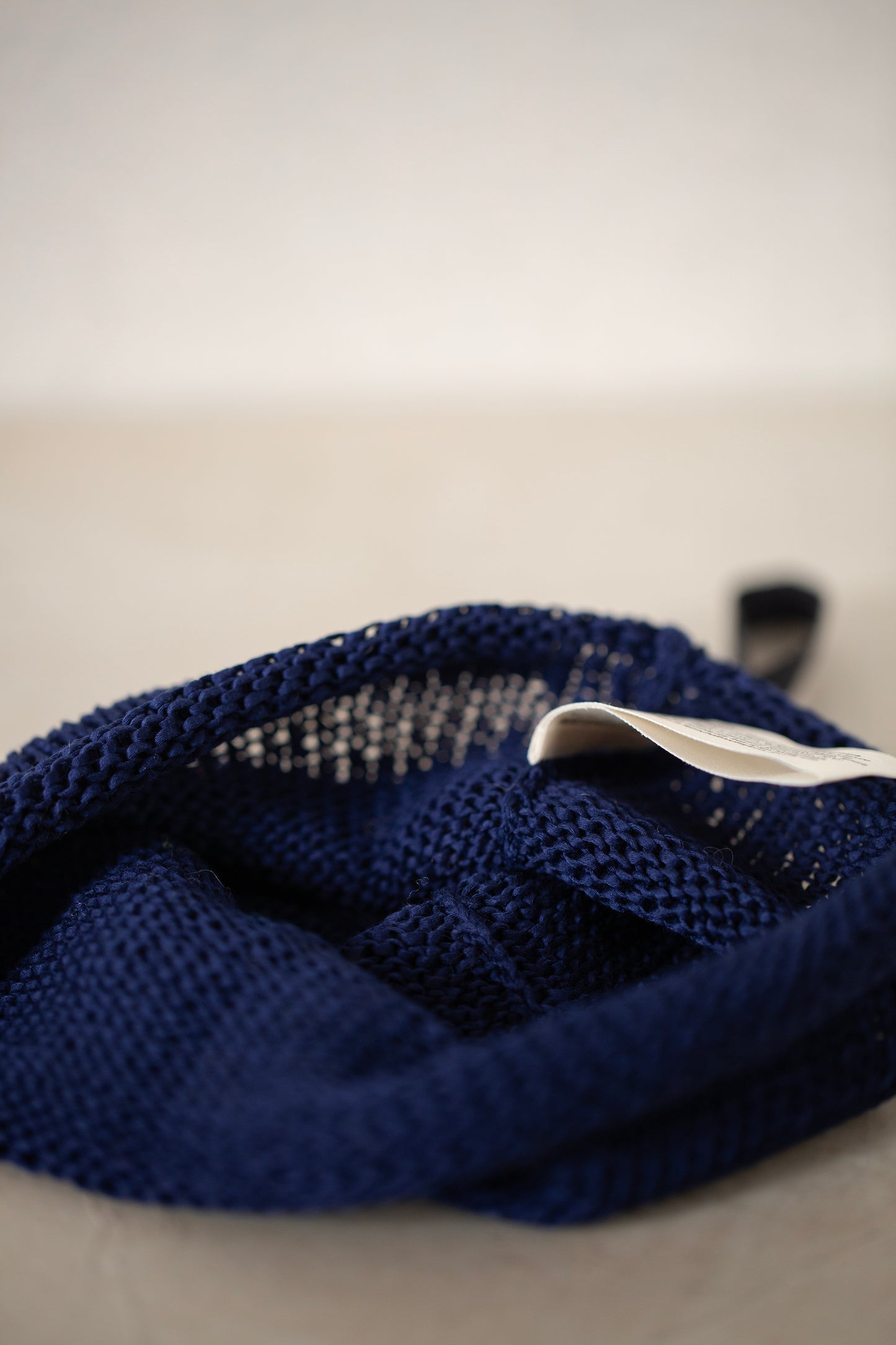 Blue hand knitted beanie