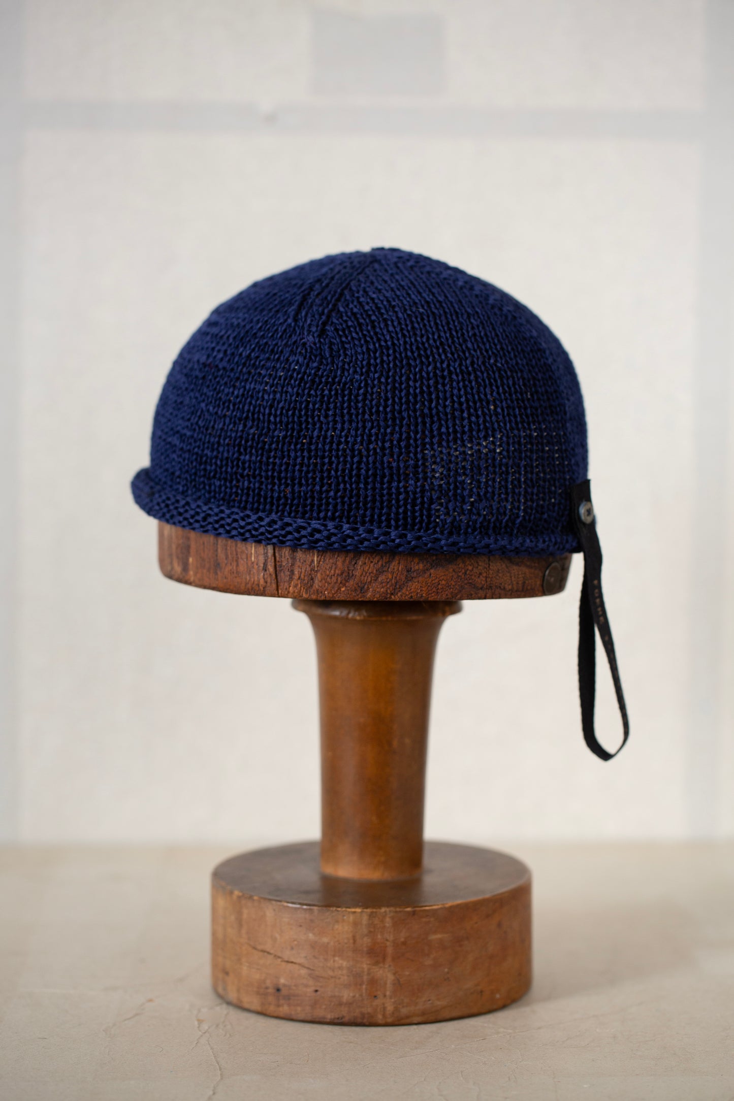 Blue hand knitted beanie