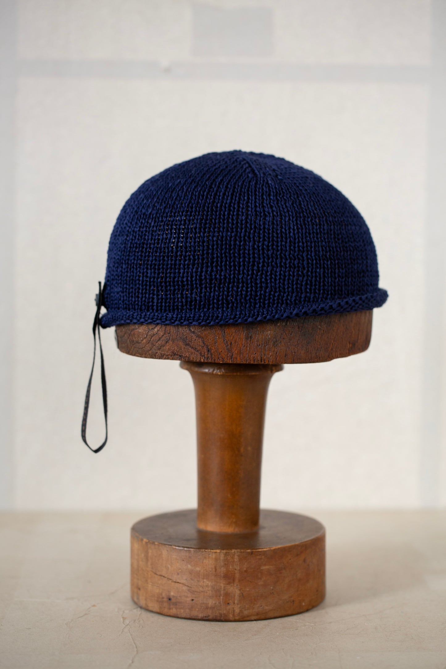 Blue hand knitted beanie
