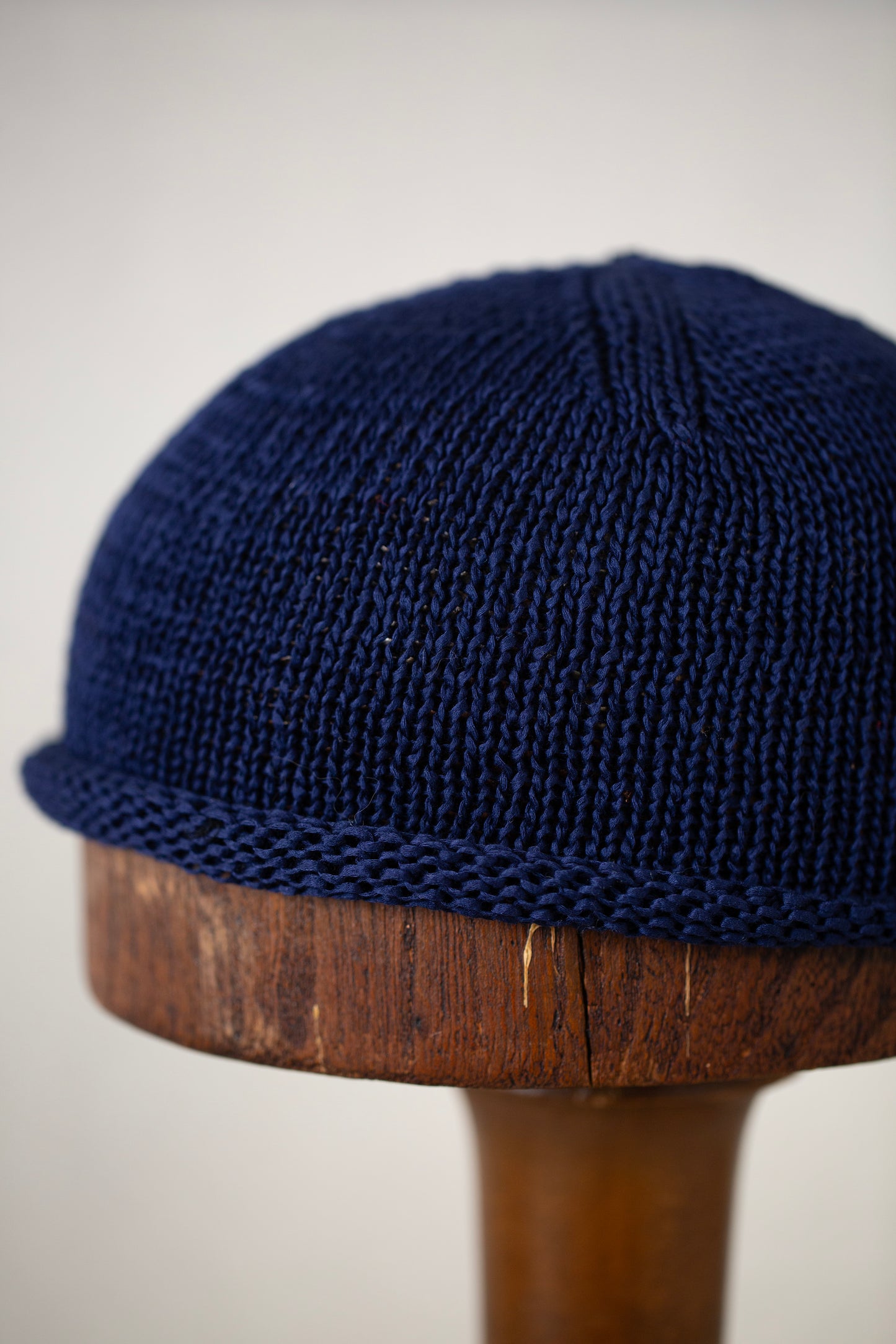 Blue hand knitted beanie