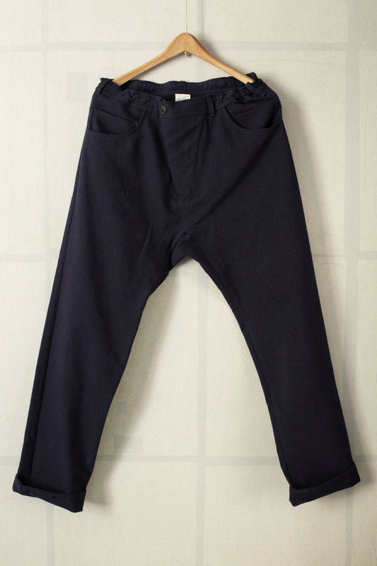 TROUSERS#70 - COTTON WOOL WASHED TWILL MIDNIGHT
