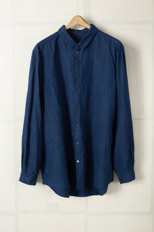 large shirt in dark natural indigo high density hemp